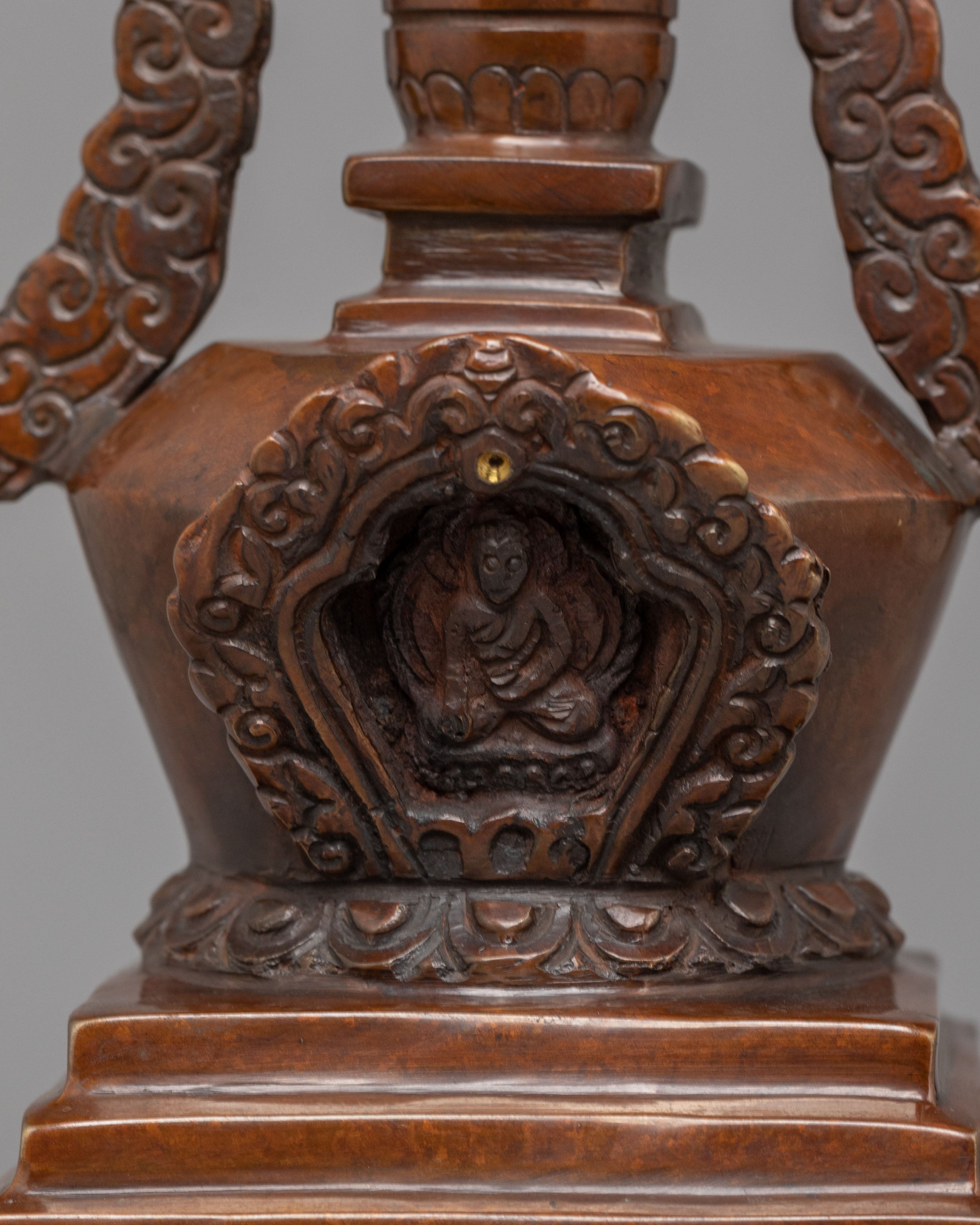 Himalayan Enlightenment Prayer Stupa | Oxidized Copper Decor