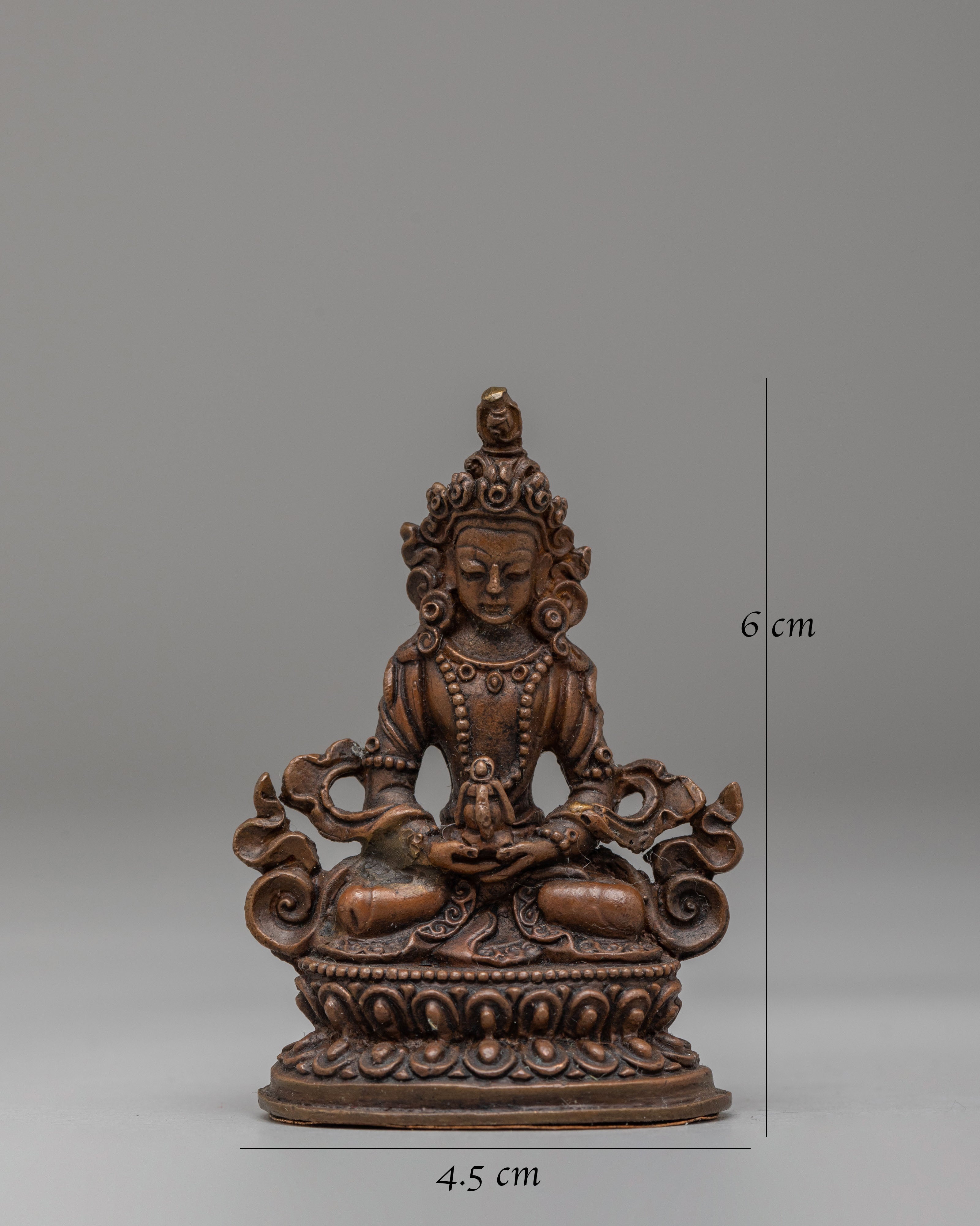 Himalayan Amitayus Buddha Statue | Handmade Oxidized Copper Sculpture