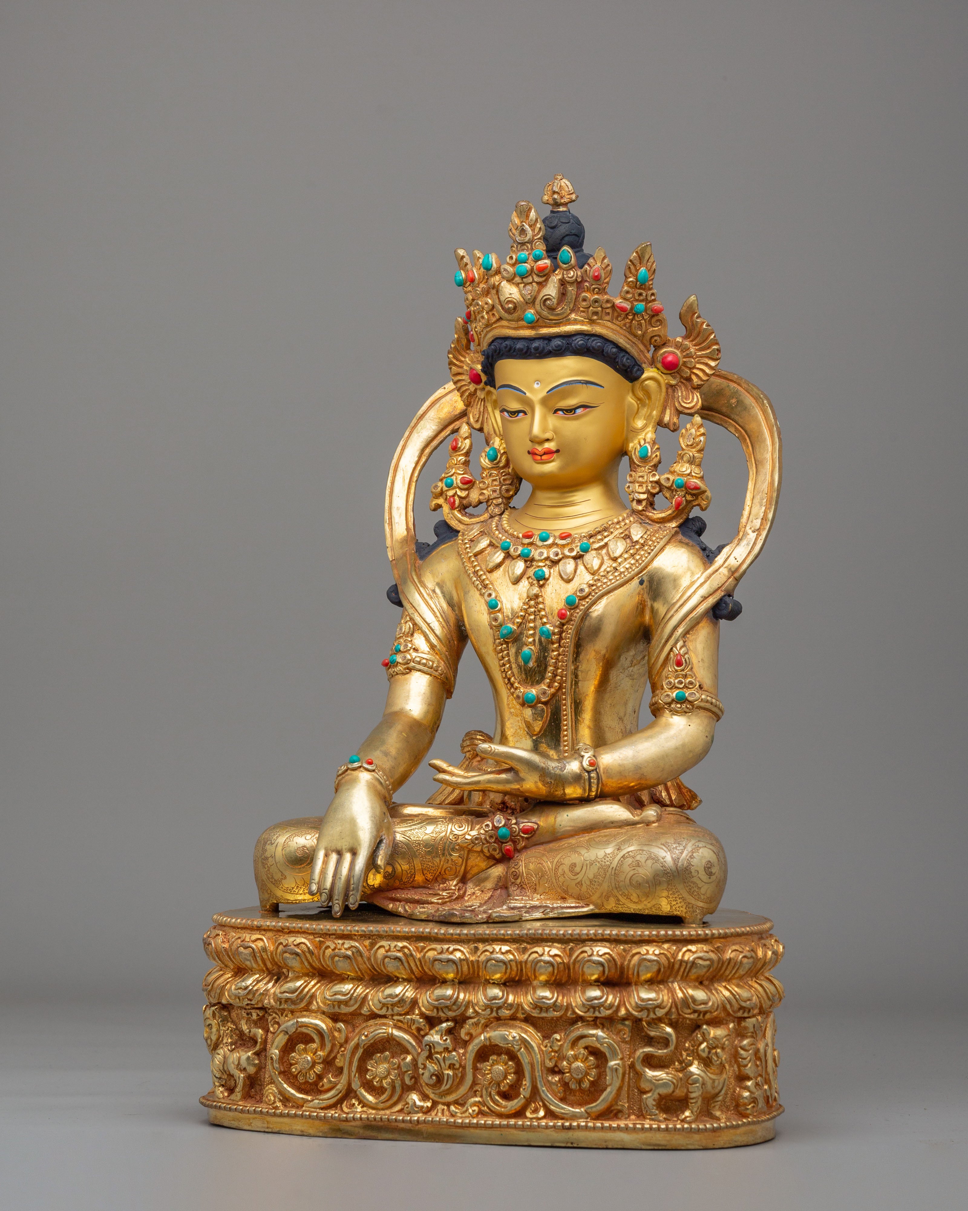 Crowned Shakyamuni Buddha Peaceful Statue | Serene Presence for Your Sacred Space
