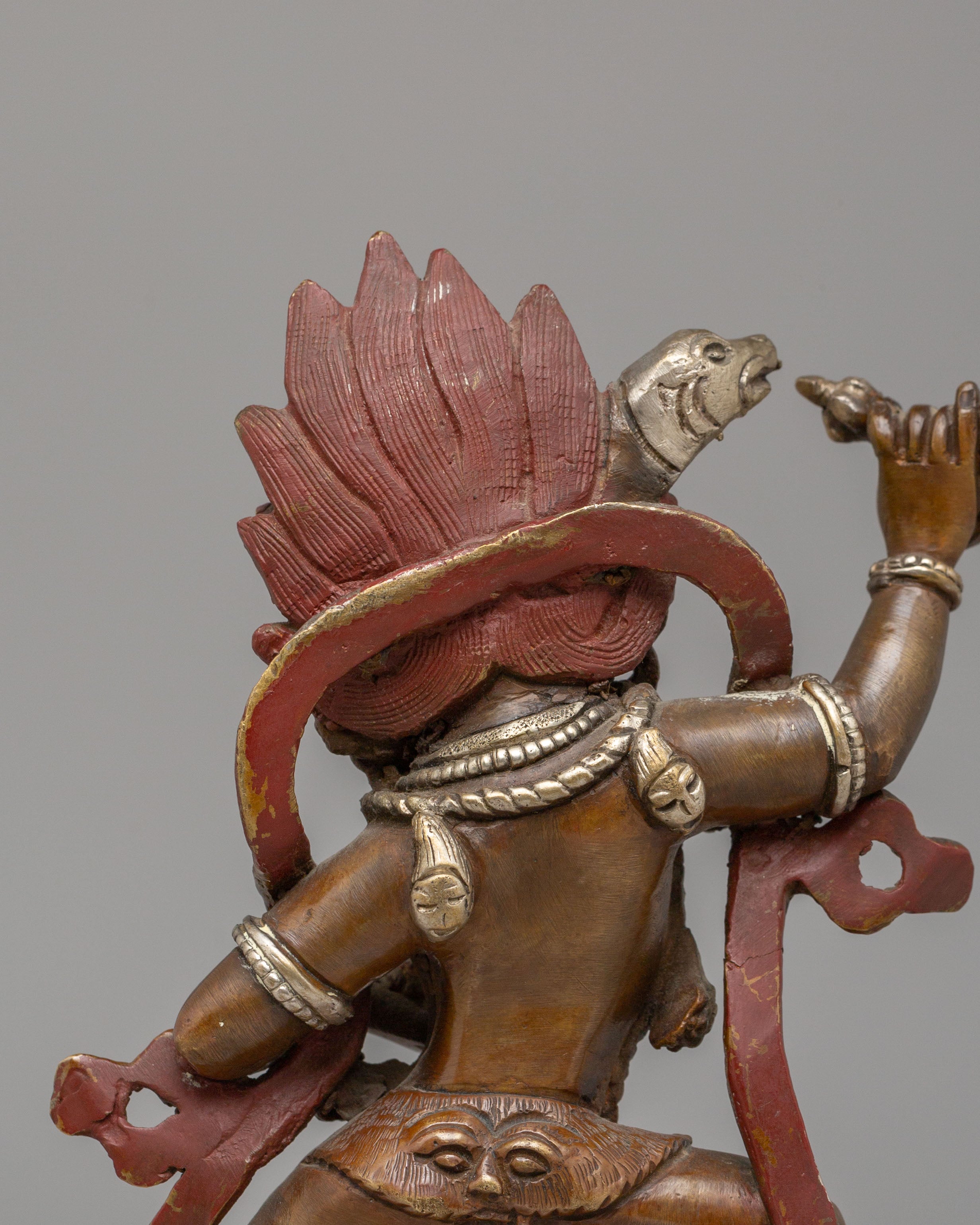 Himalayan Dorje Phagmo Deity Statue | Silver Plated Tibetan Altar Decor