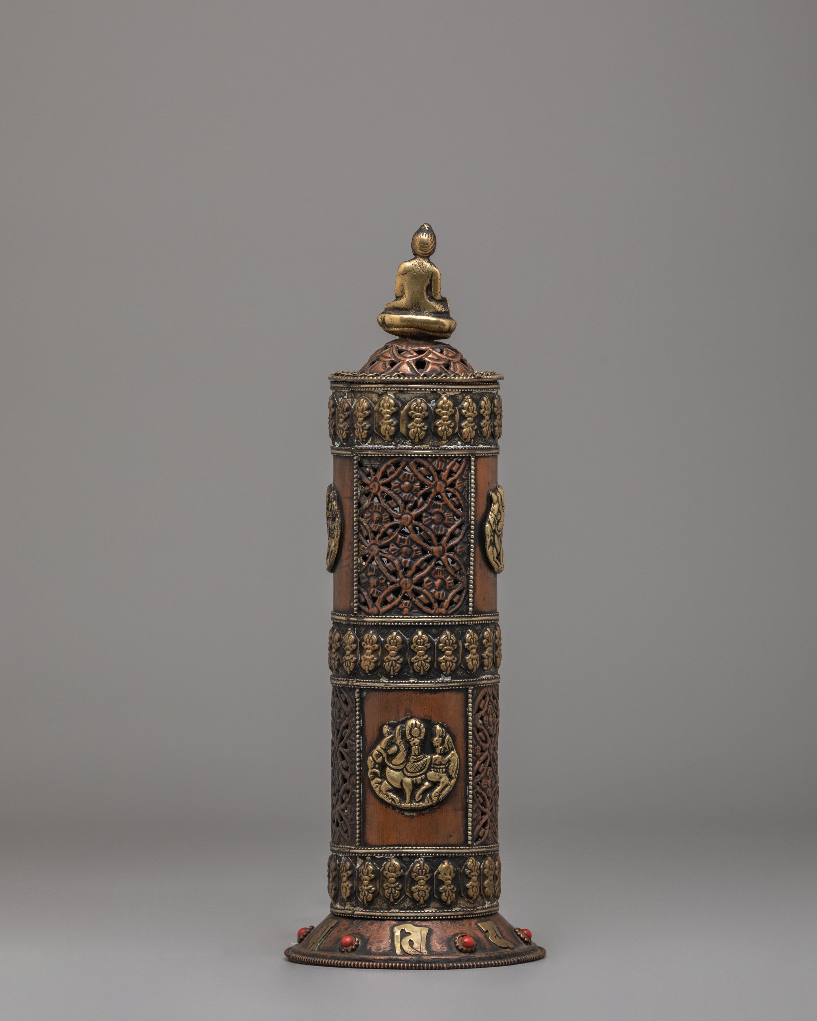 Buddhist Incense Holder | Handcrafted Gemstone Inlaid Holder