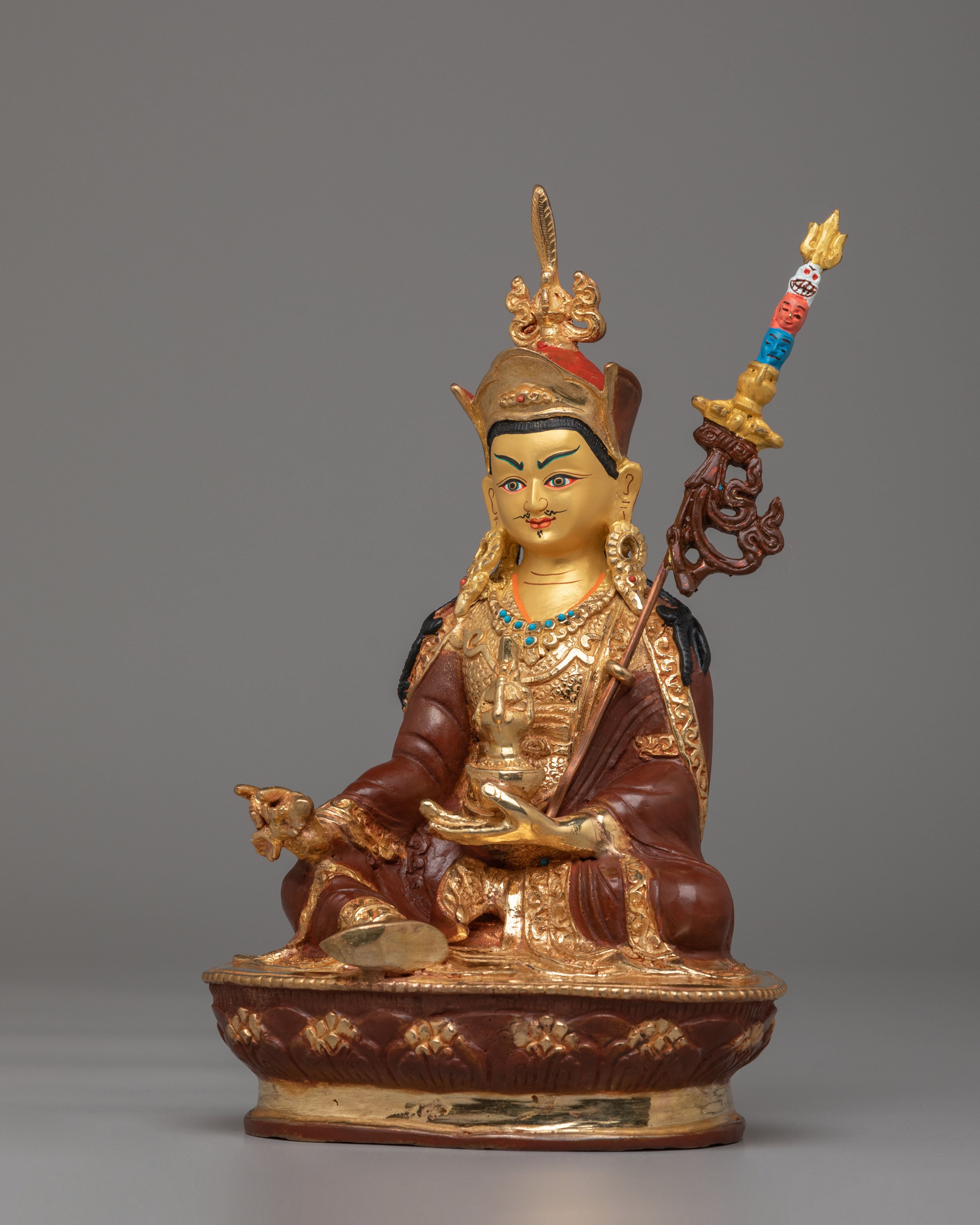Himalayan Guru Rinpoche Altar Statue | 24K Gold Plated Tibetan Buddha