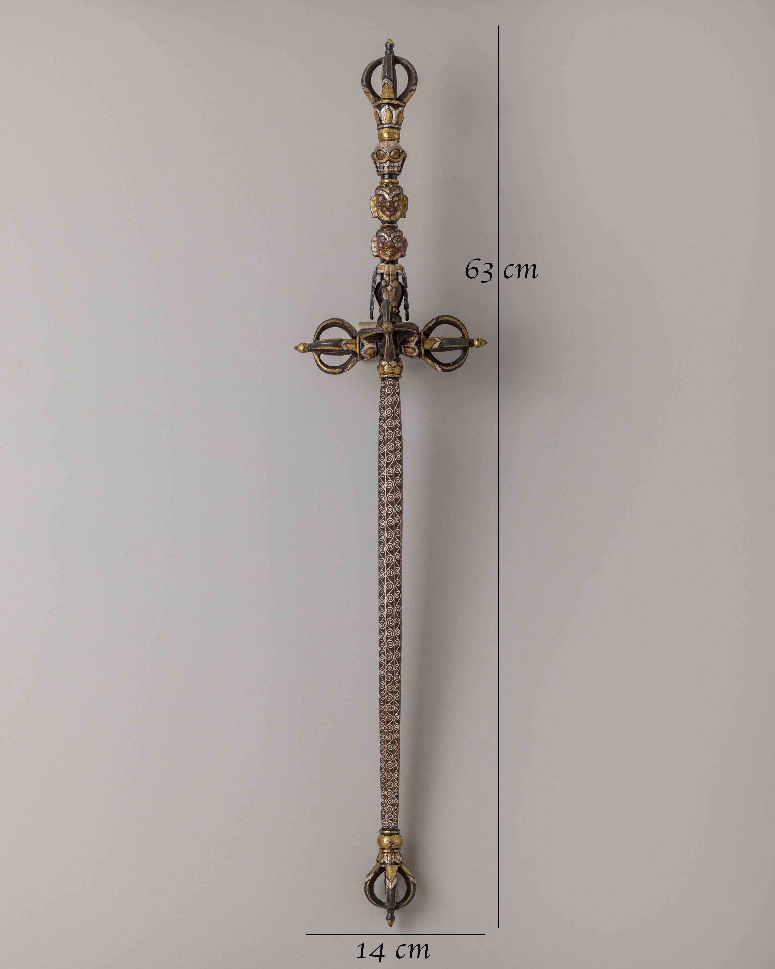 Handcrafted Khatvanga Staff | Sacred Buddhist Artifact for Meditation and Altar Display