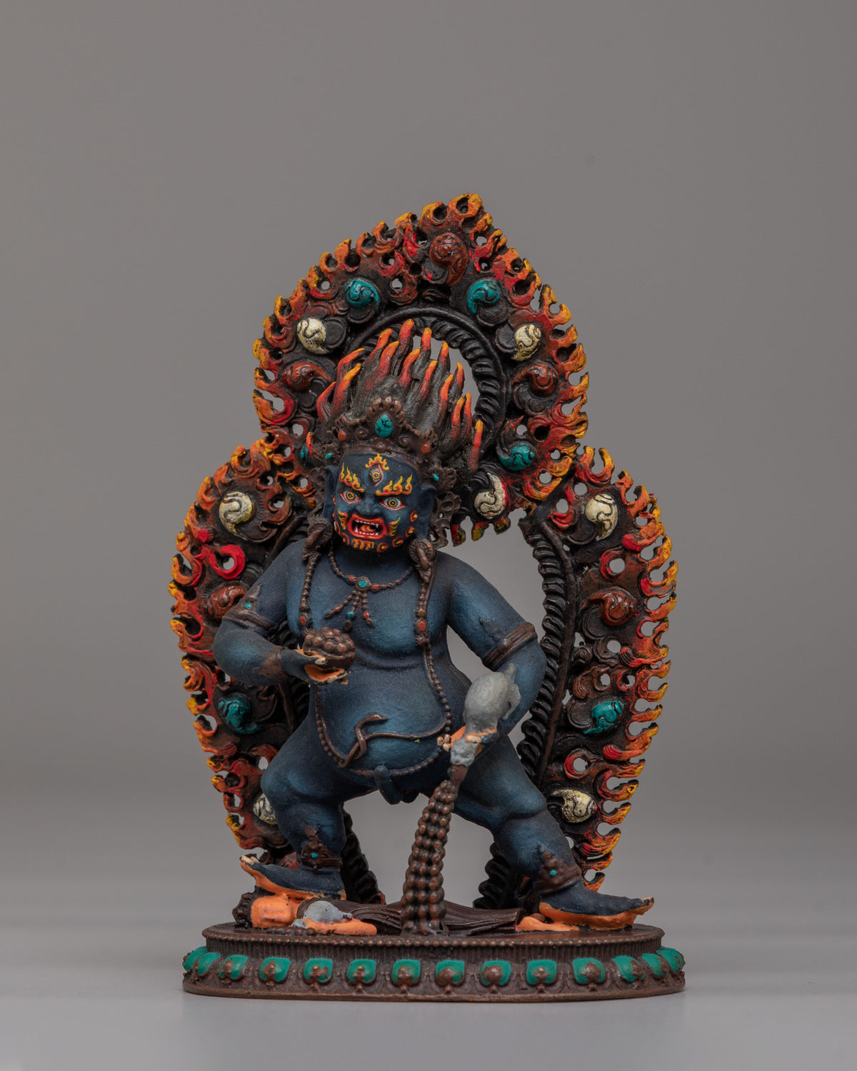Handcrafted Black Dzambhala Spiritual Statue | Tibetan Protector Deity