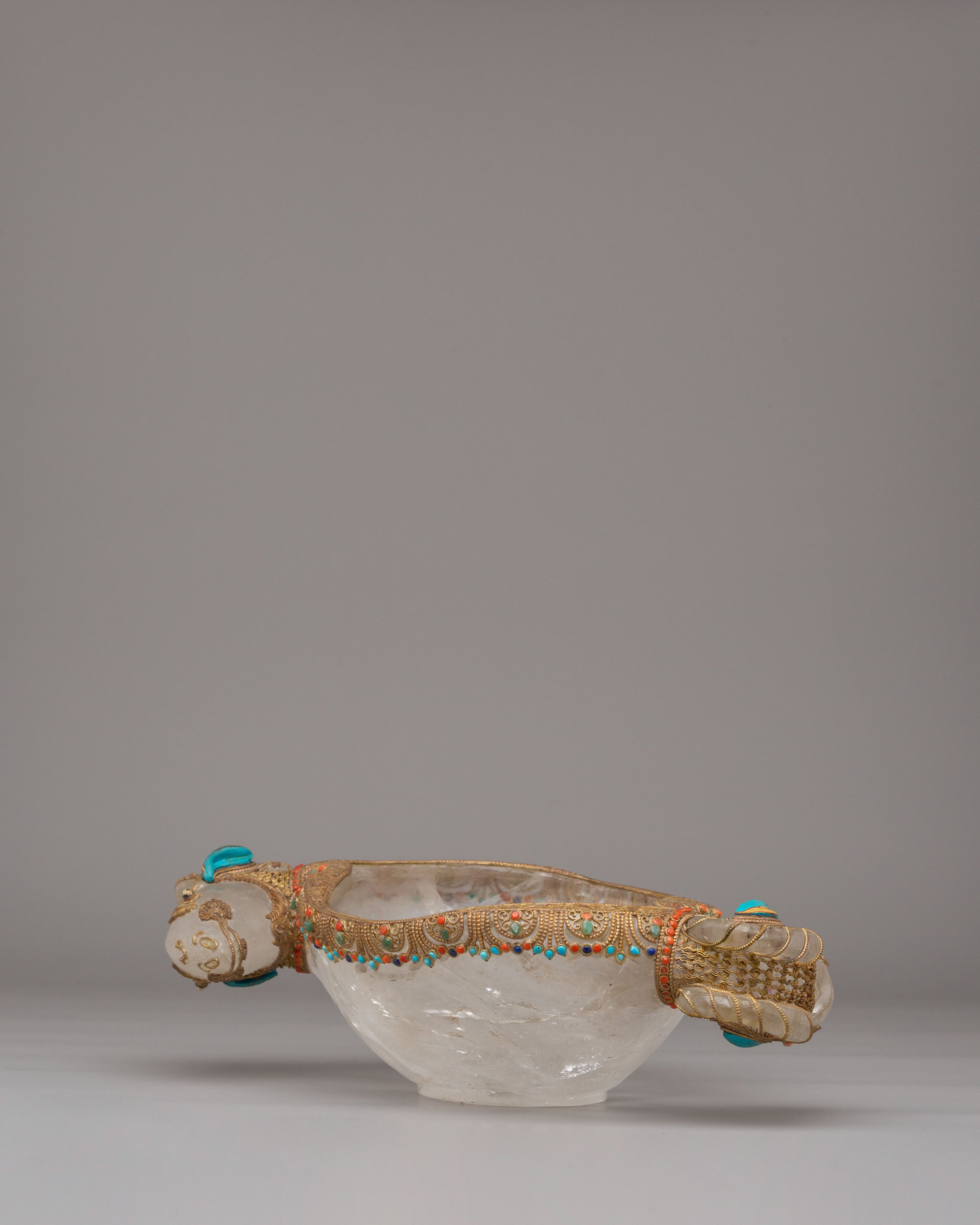 Decorative Footed Bowl | Gemstone Inlaid Decorative Bowl