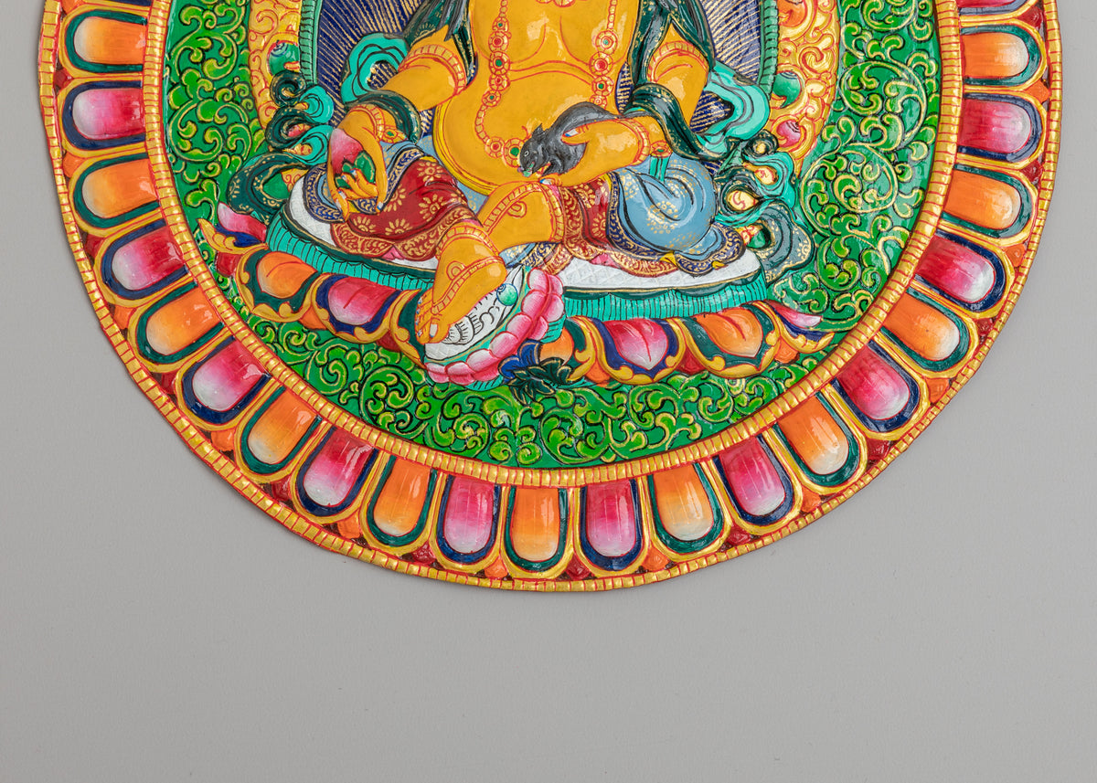 Dzambhala Altar Wall Hanging | Tibetan Copper Mandala | Spiritual Wealth Decor