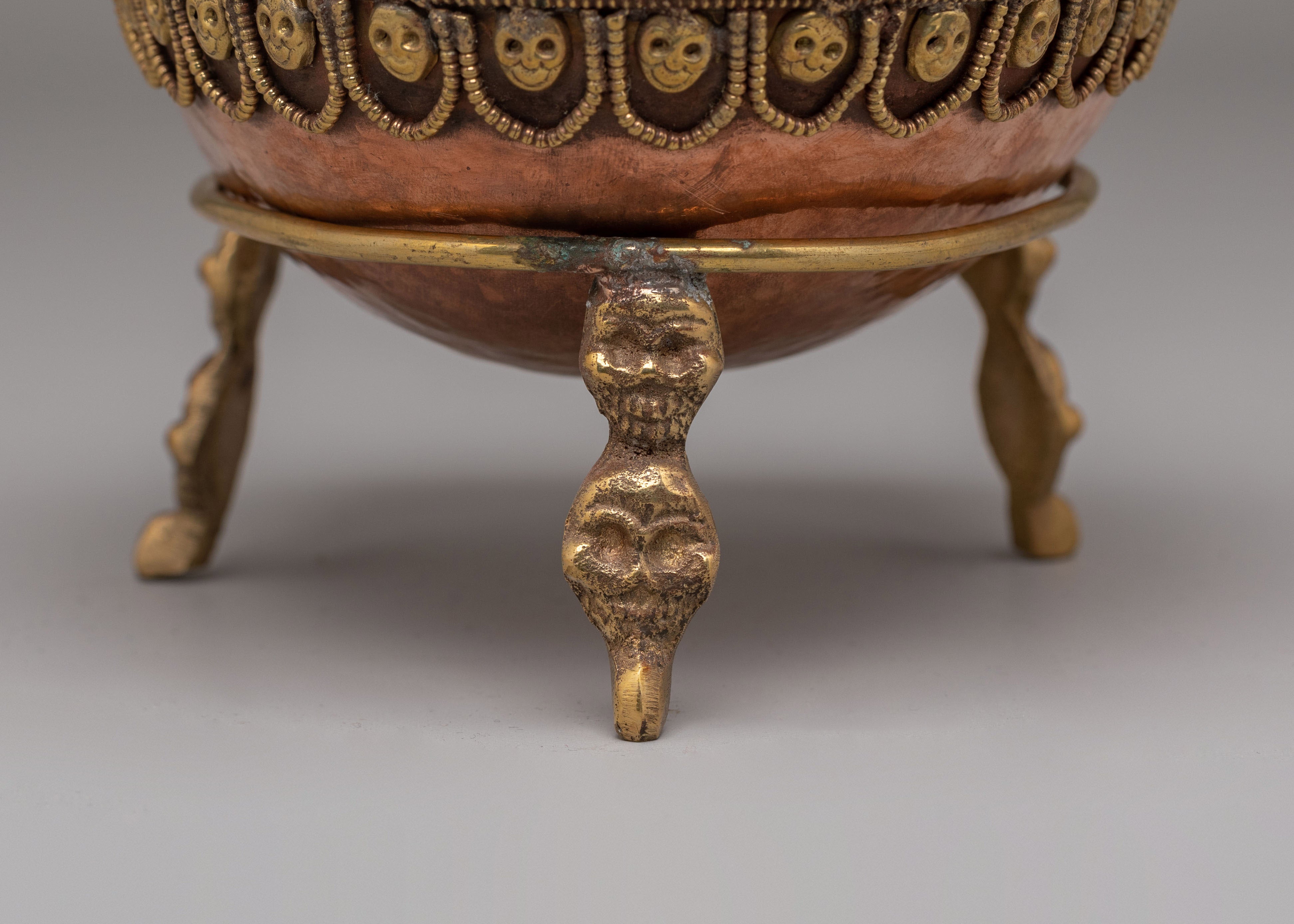 Tibetan Kapala Skull Cup With Stand | Ritual Offerings and Altar Decor