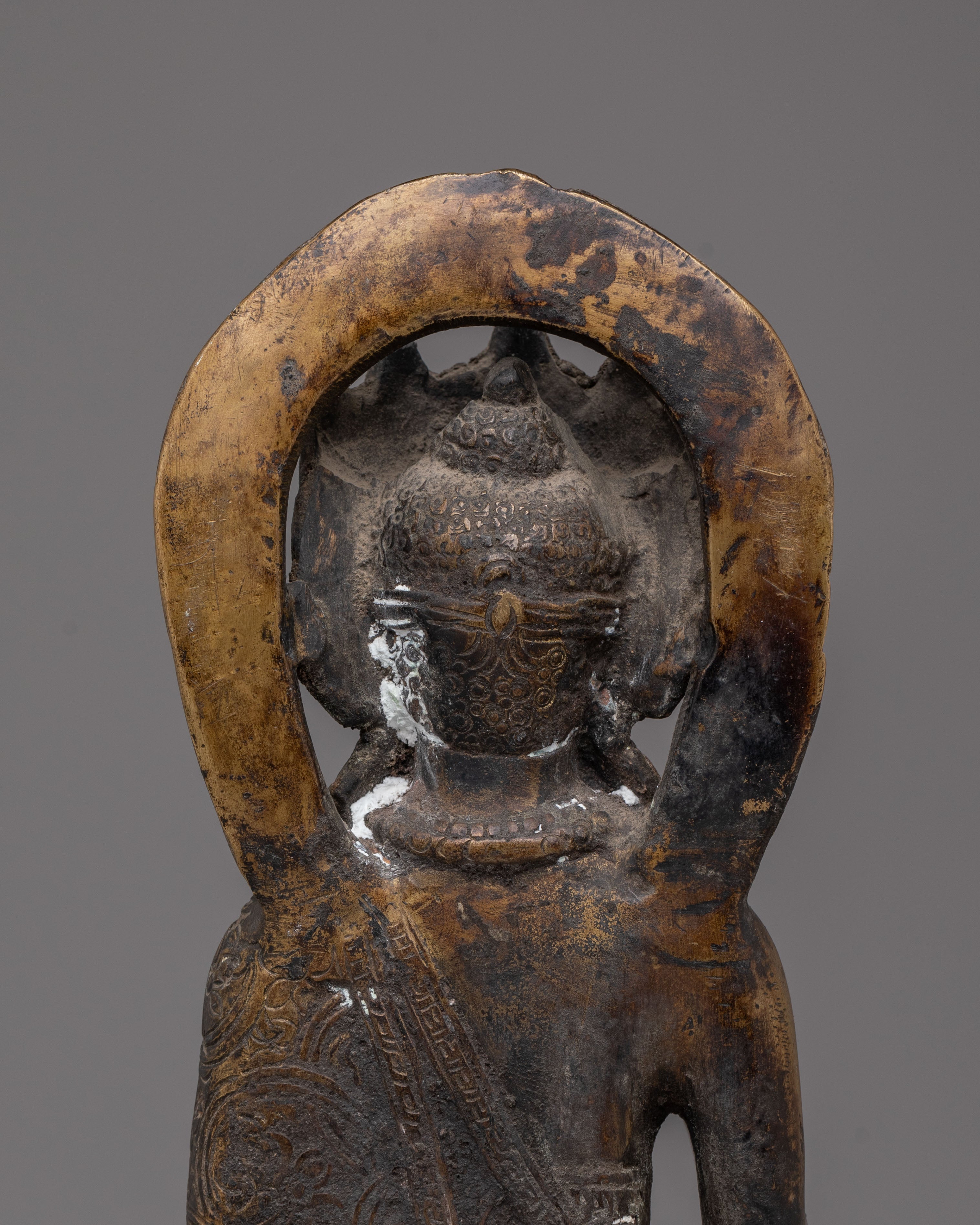 Handmade Buddhist Dipankara Buddha Statue | Antique Brass Buddha Sculpture