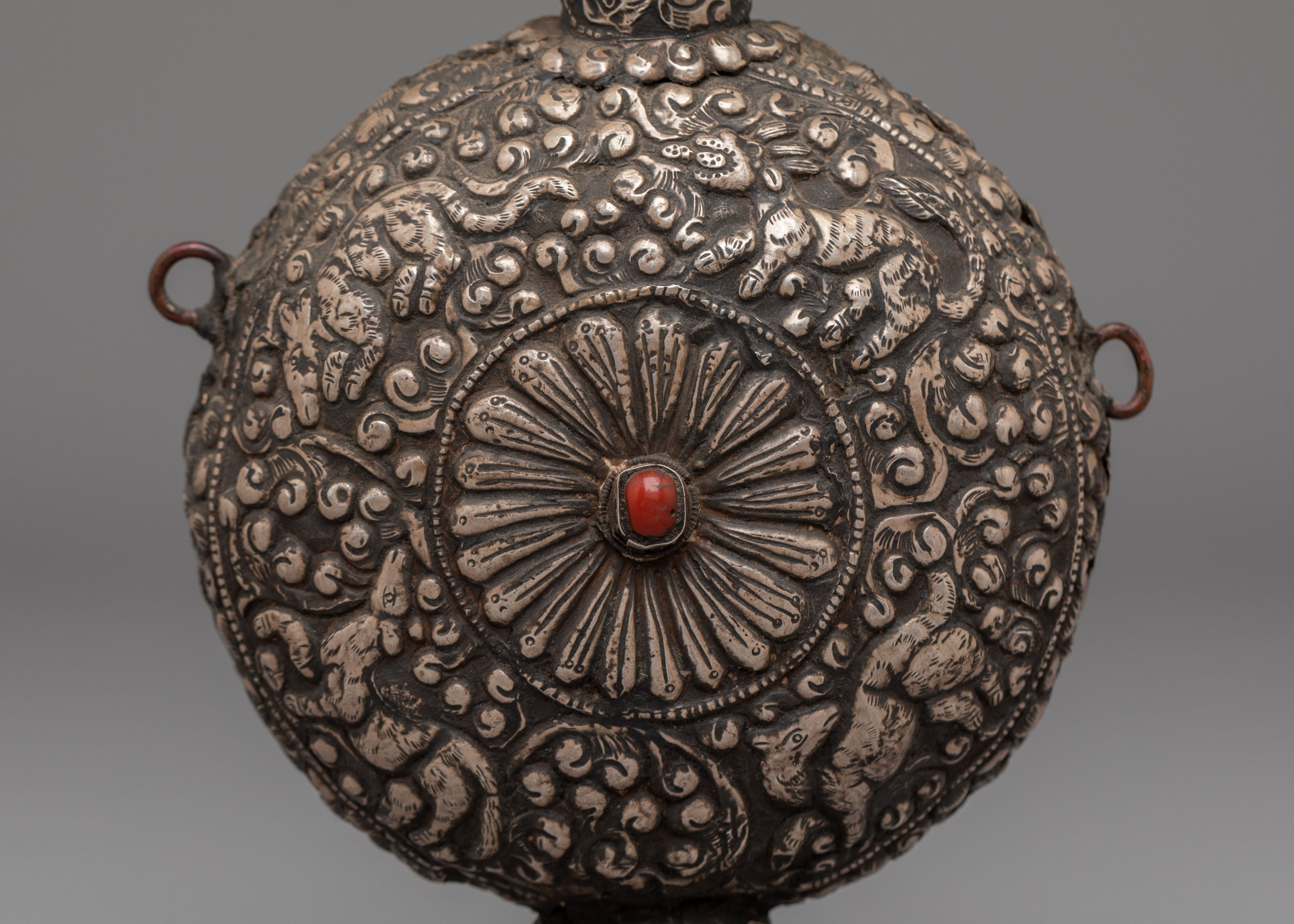 Traditional Himalayan Snuff Bottle | Handcrafted Silver Decorative Vessel