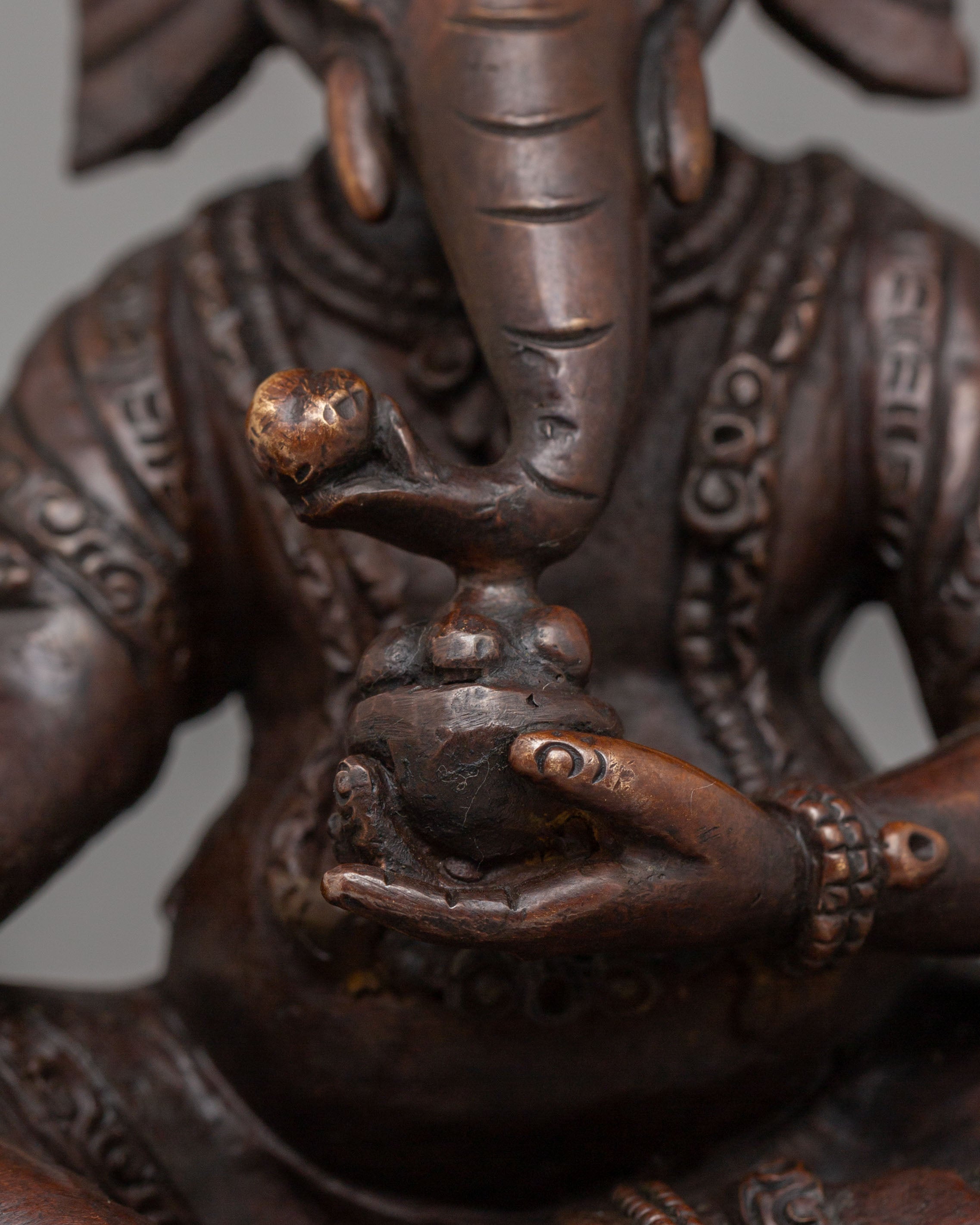Sacred Ganesh Altar Statue | Handcrafted Oxidized Copper Body