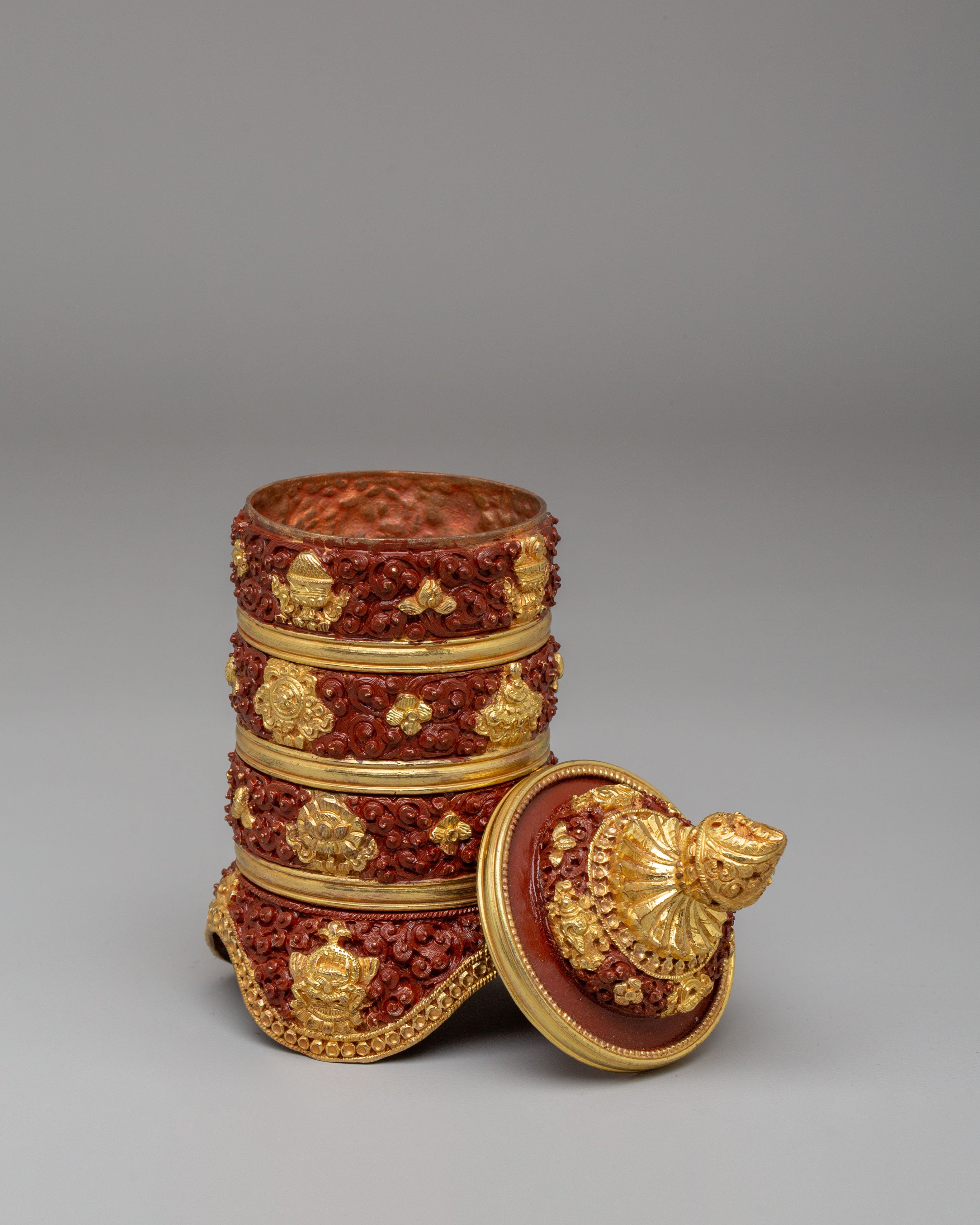 Decorative Himalayan Rice Pot | Handmade Buddhist Ritual Vessel