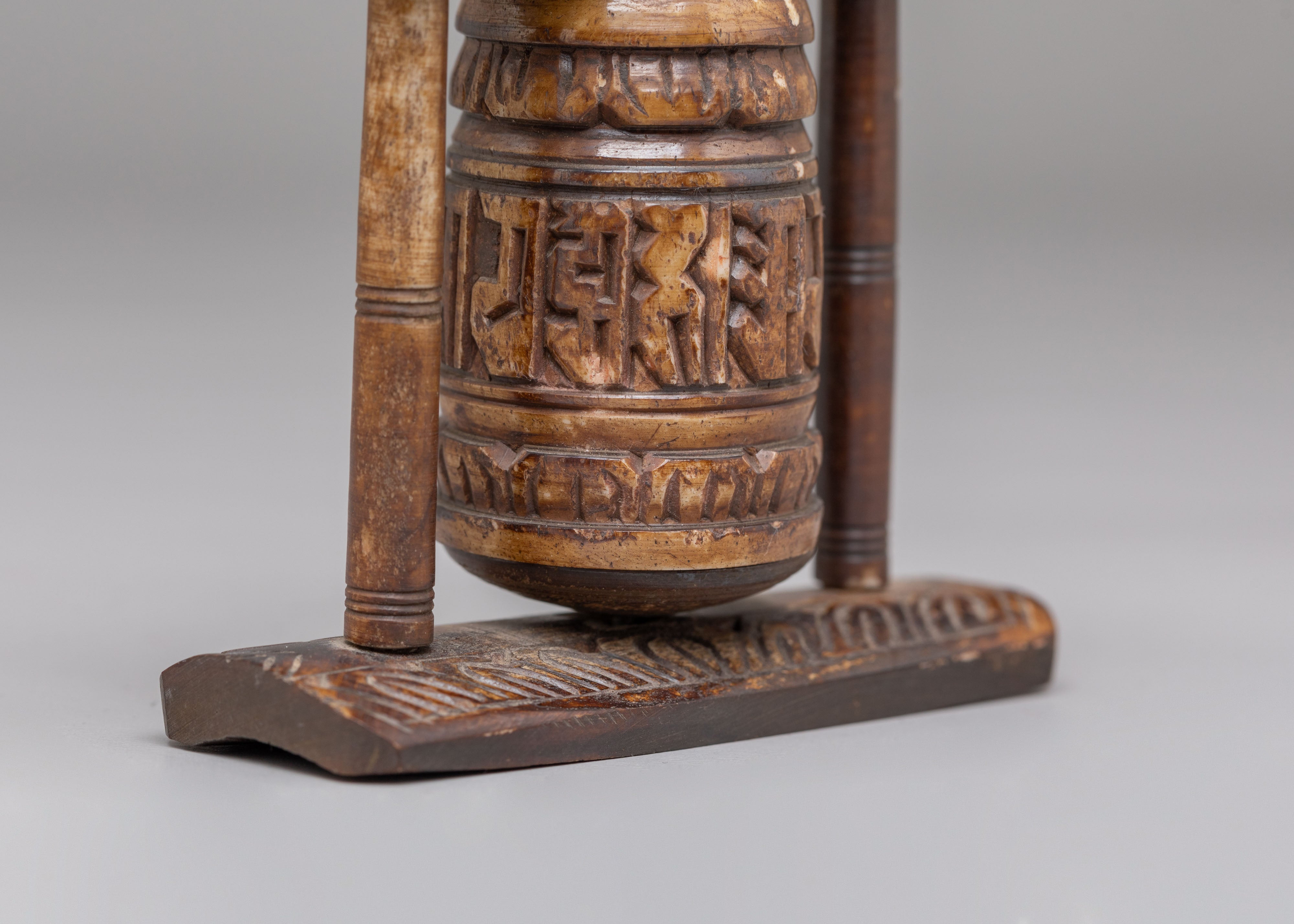 Buddhist Shrine Prayer Wheel | Tibetan Mantra Spinner