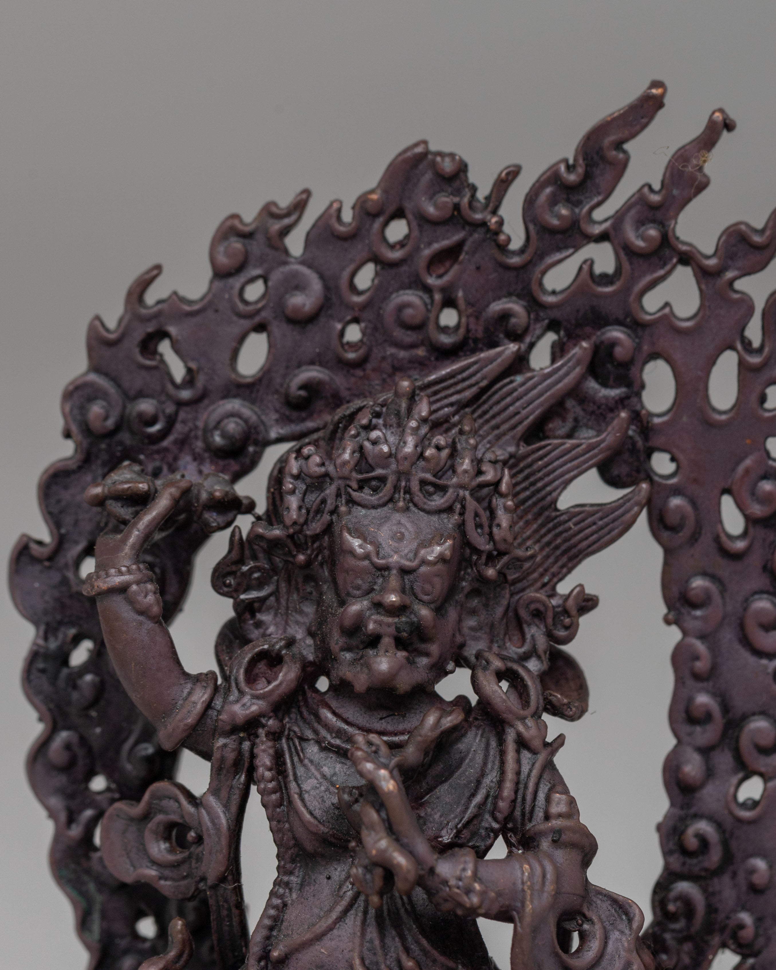 Bodhisattva Vajrapani Statue for Protection | Oxidized Copper Protector Deity