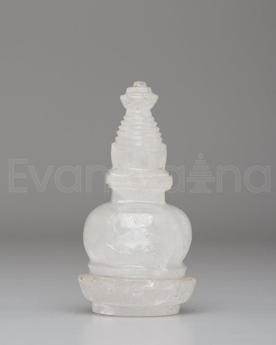 Handcrafted Crystal Stupa | Buddhist Ritual Sculpture for Meditation and Altar Decor