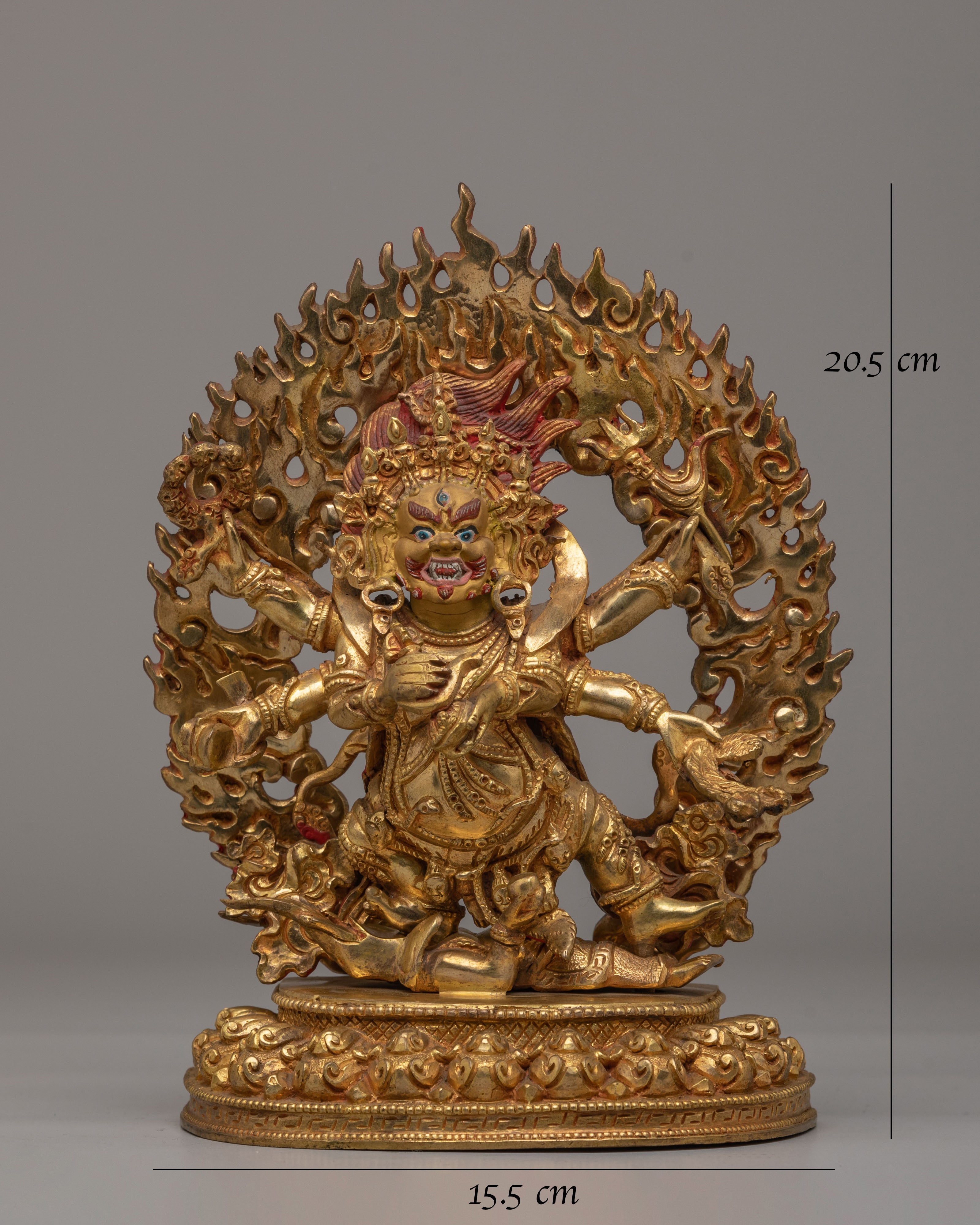 Handcrafted Six-Armed Mahakala Statue | Tibetan Protector Deity