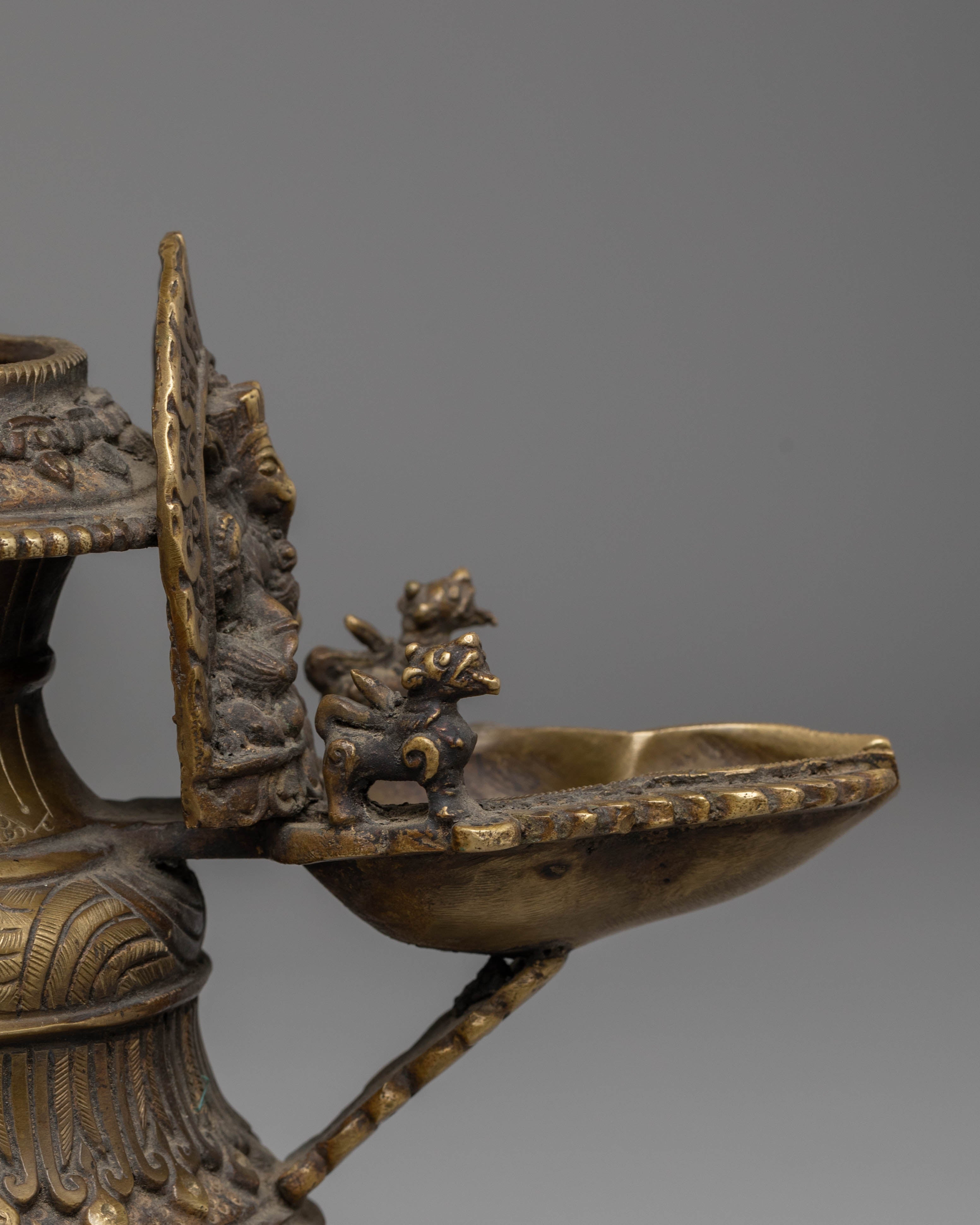 Traditional Sacred Ganesh Sukunda | Brass Oil Lamp with Antique Finish(Remake possible )