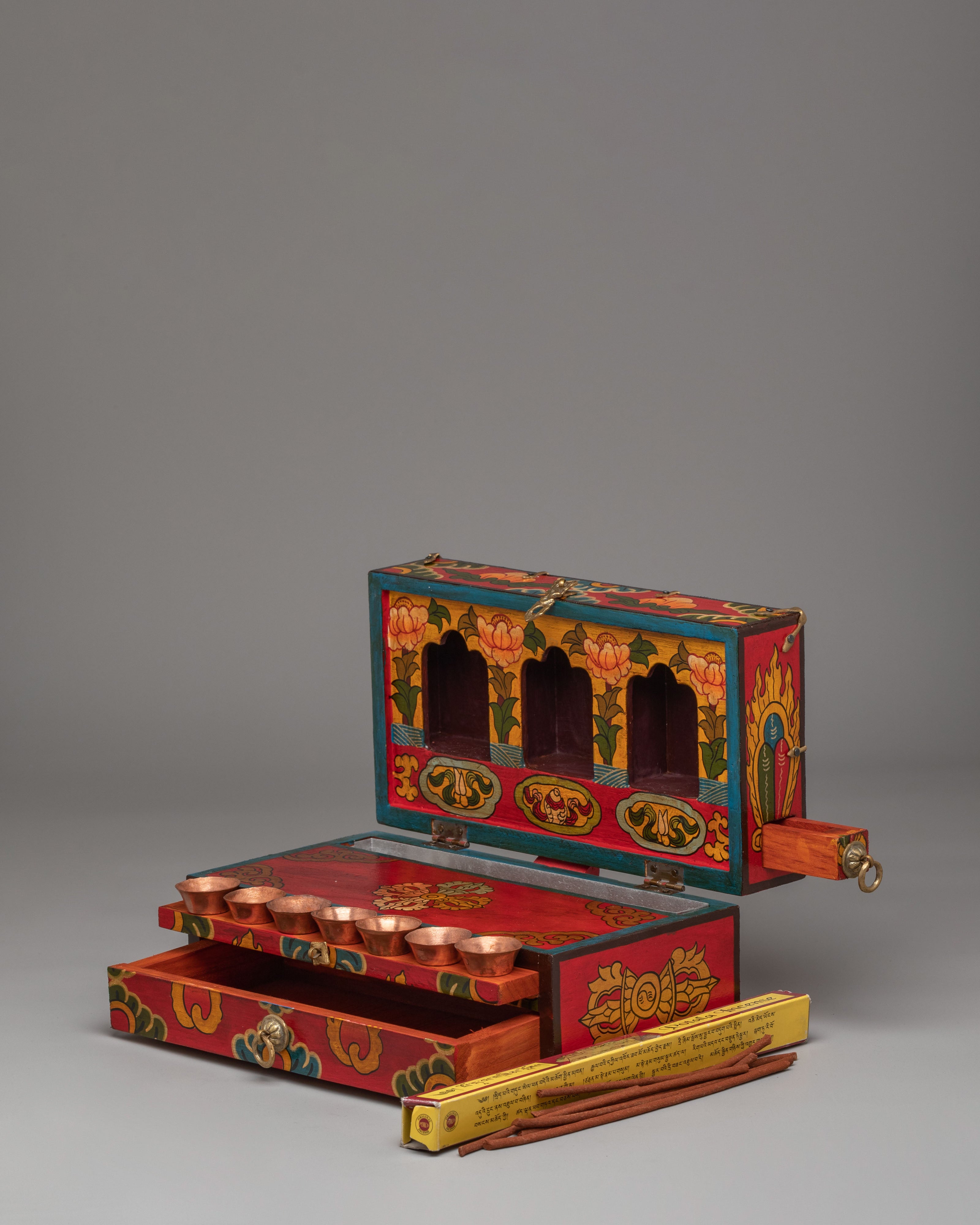 Spiritual Altar Box with Statue | Sacred Decor for Meditation & Rituals
