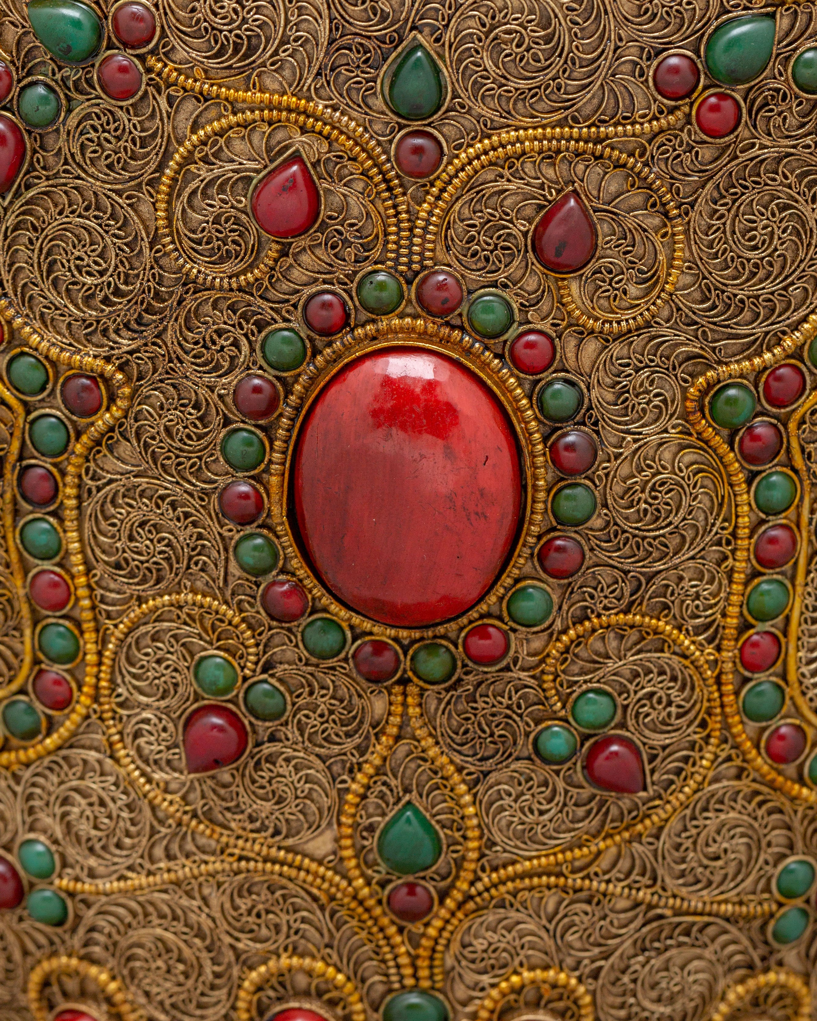 Traditional Flower Vase | Copper Gemstone Buddhist Altar Decor