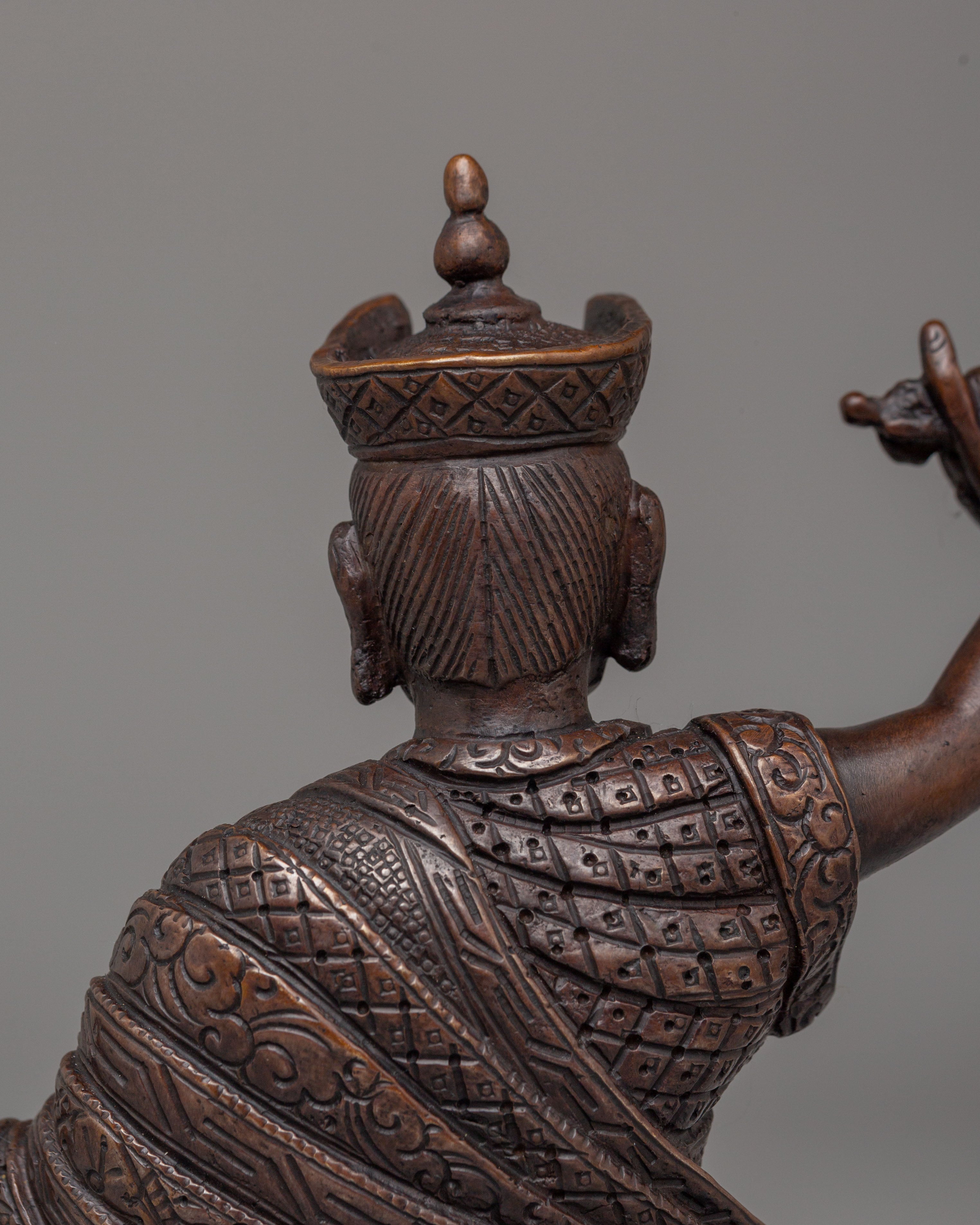 Karmapa Tibetan Buddhist Master Statue | Handcrafted Oxidized Copper Figurine