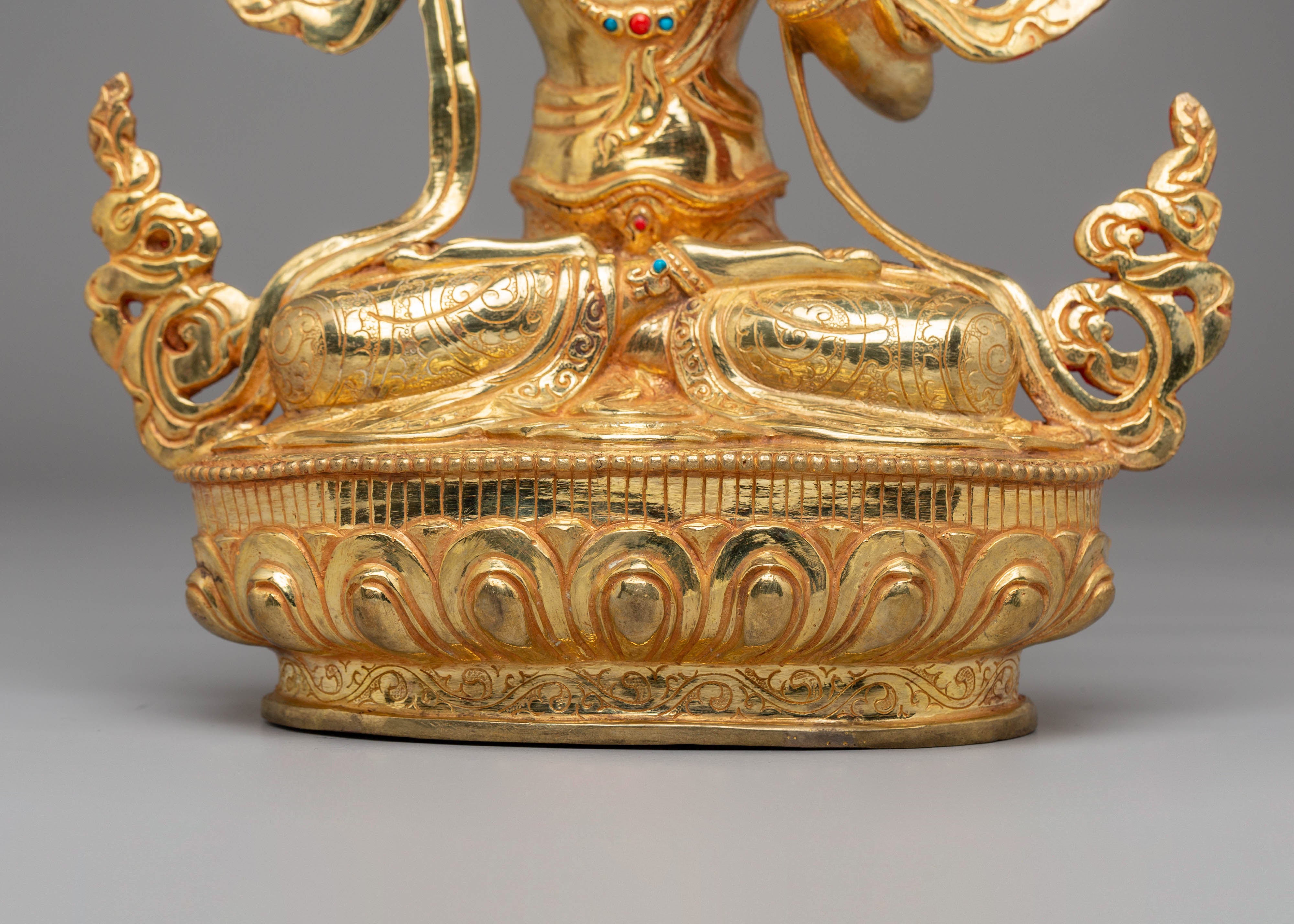 Handcrafted Manjushri Copper Statue | Tibetan Wisdom Deity Sculpture