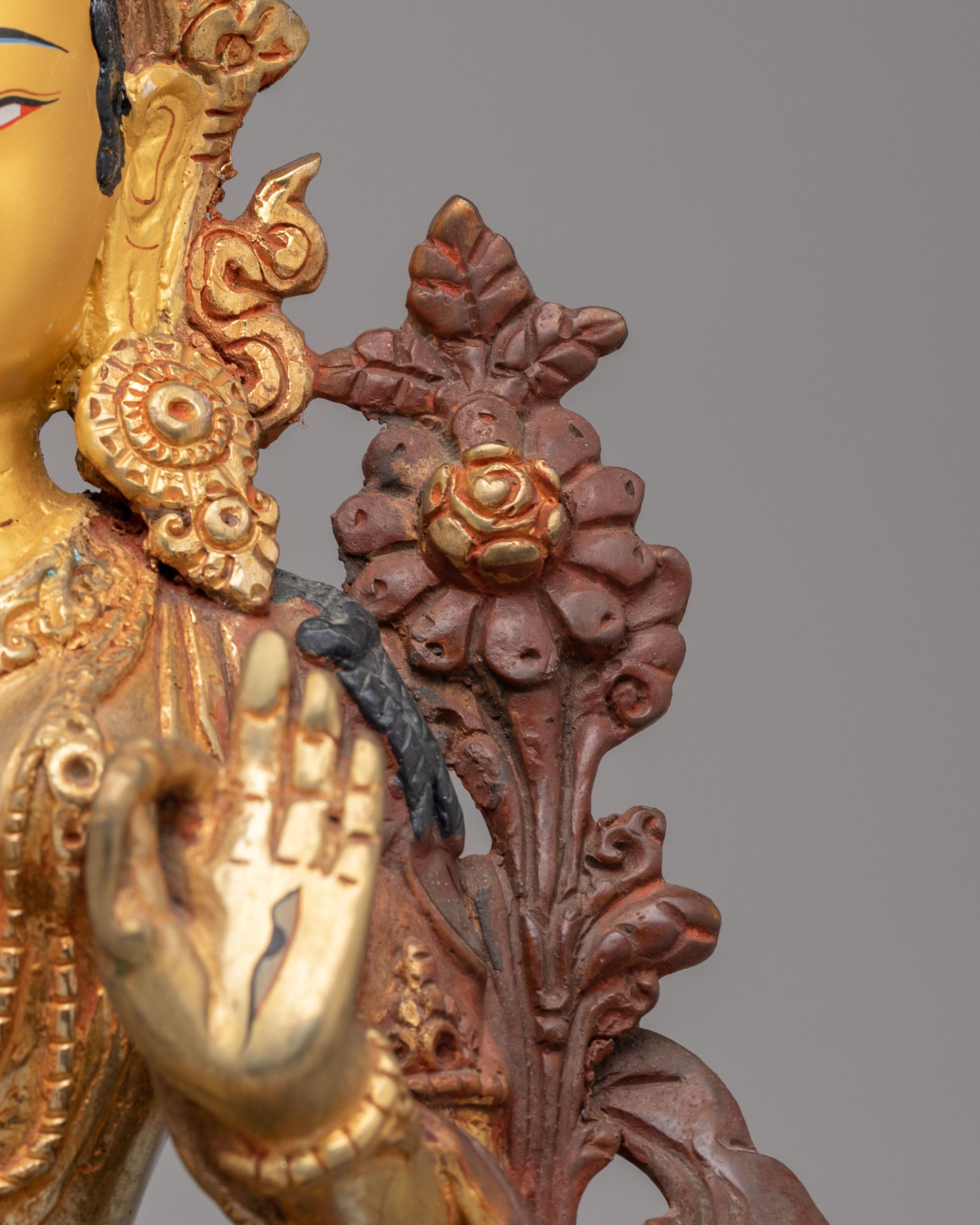 Sacred White Tara Sculpture | Mercury Gold-Plated Copper Buddhist Goddess