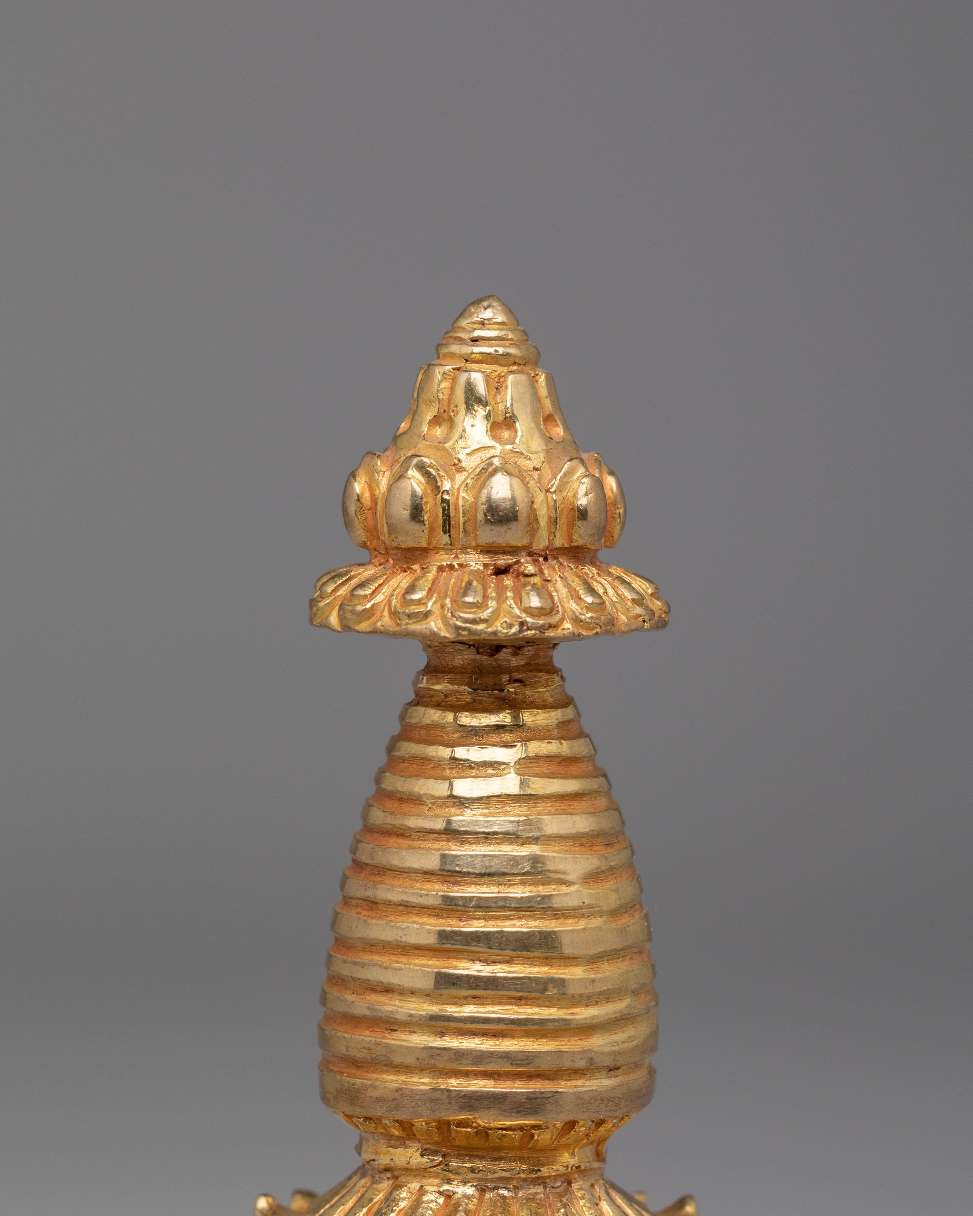 Traditional Tibetan Kadampa Chorten | Gold Plated Buddhist Stupa