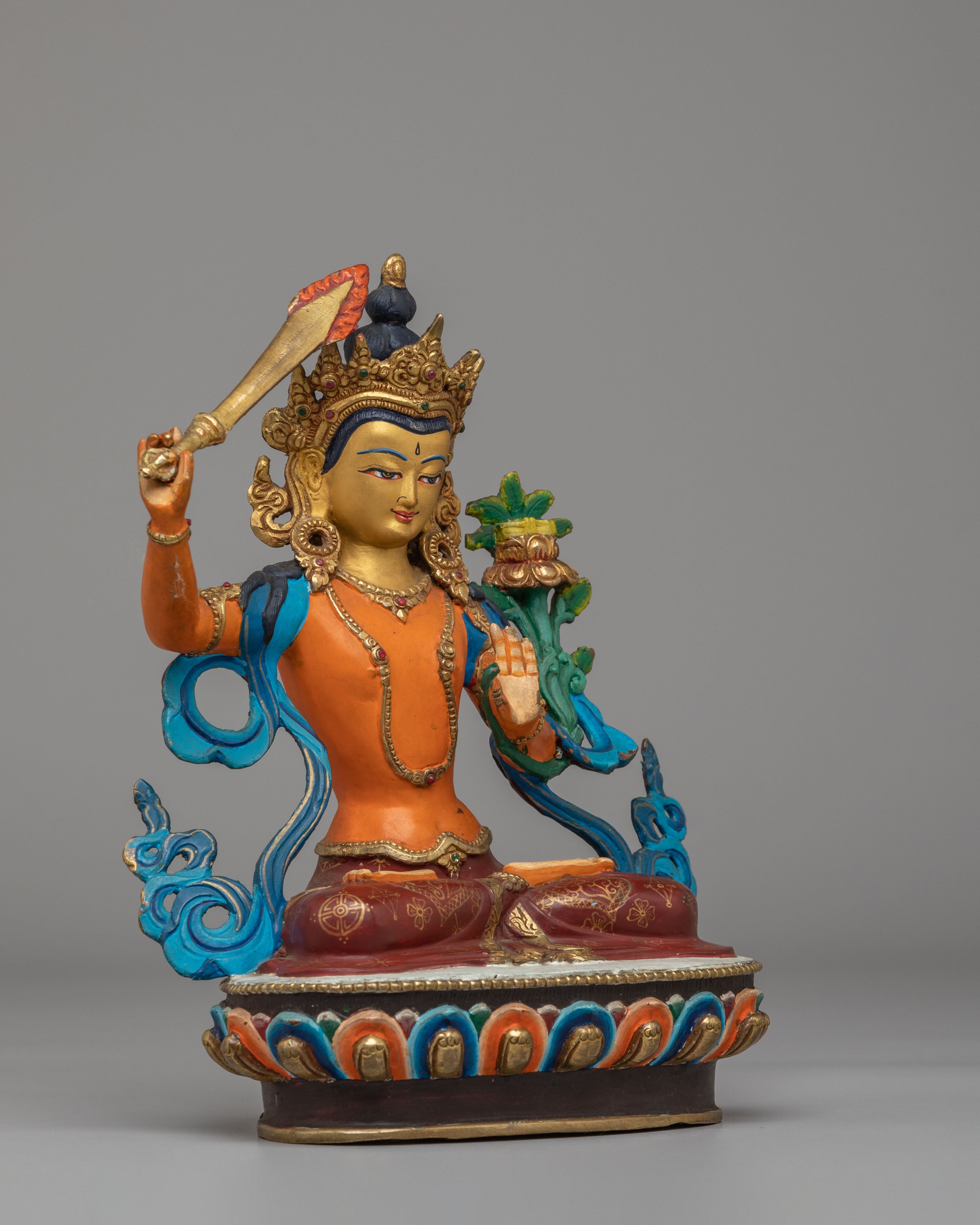 Spiritual Manjushri Divine Statue | Handcrafted Copper Manjushri Statue