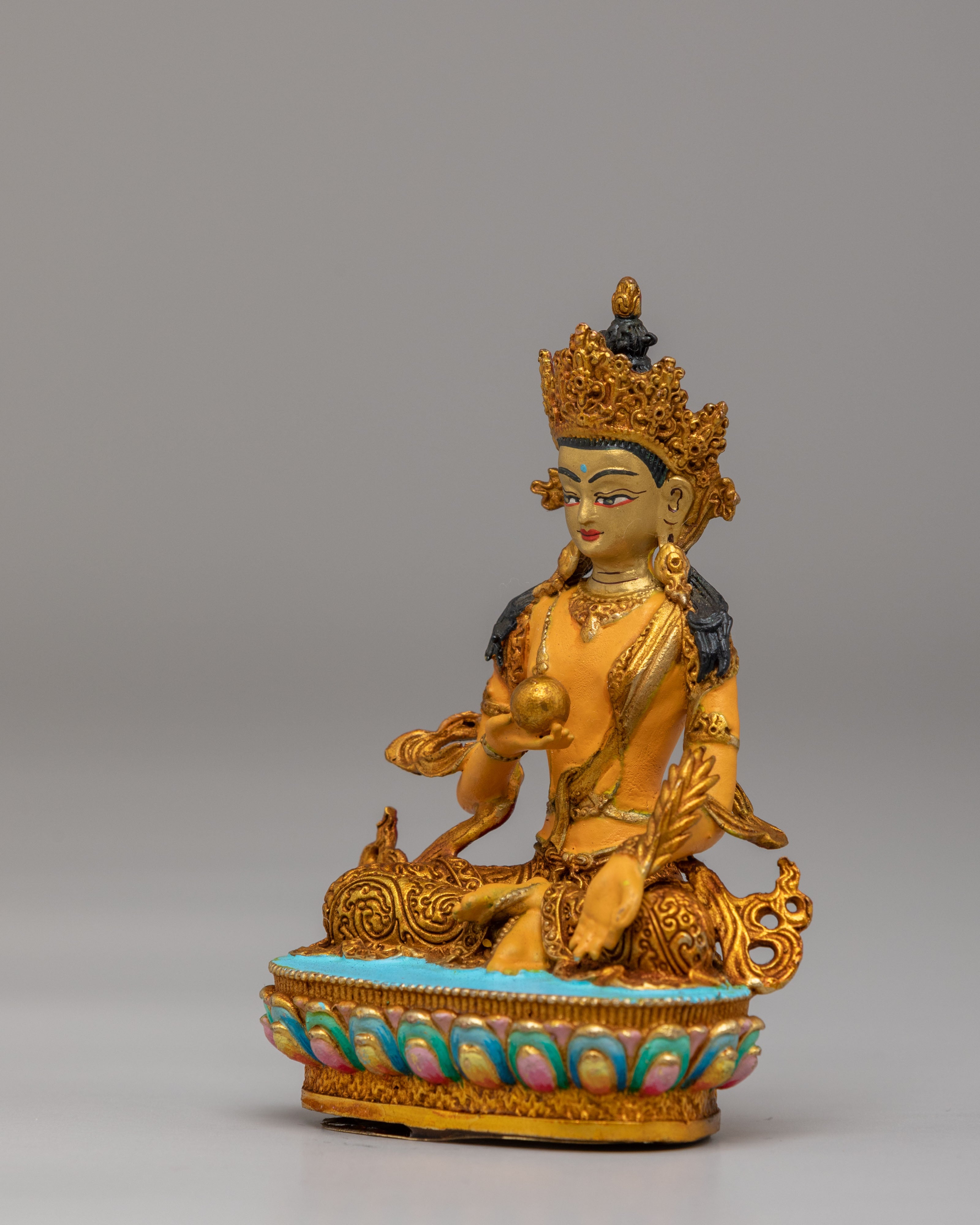 Spiritual Kshitigarbha Shrine Statue | 24K Gold Plated Bodhisattva Decor
