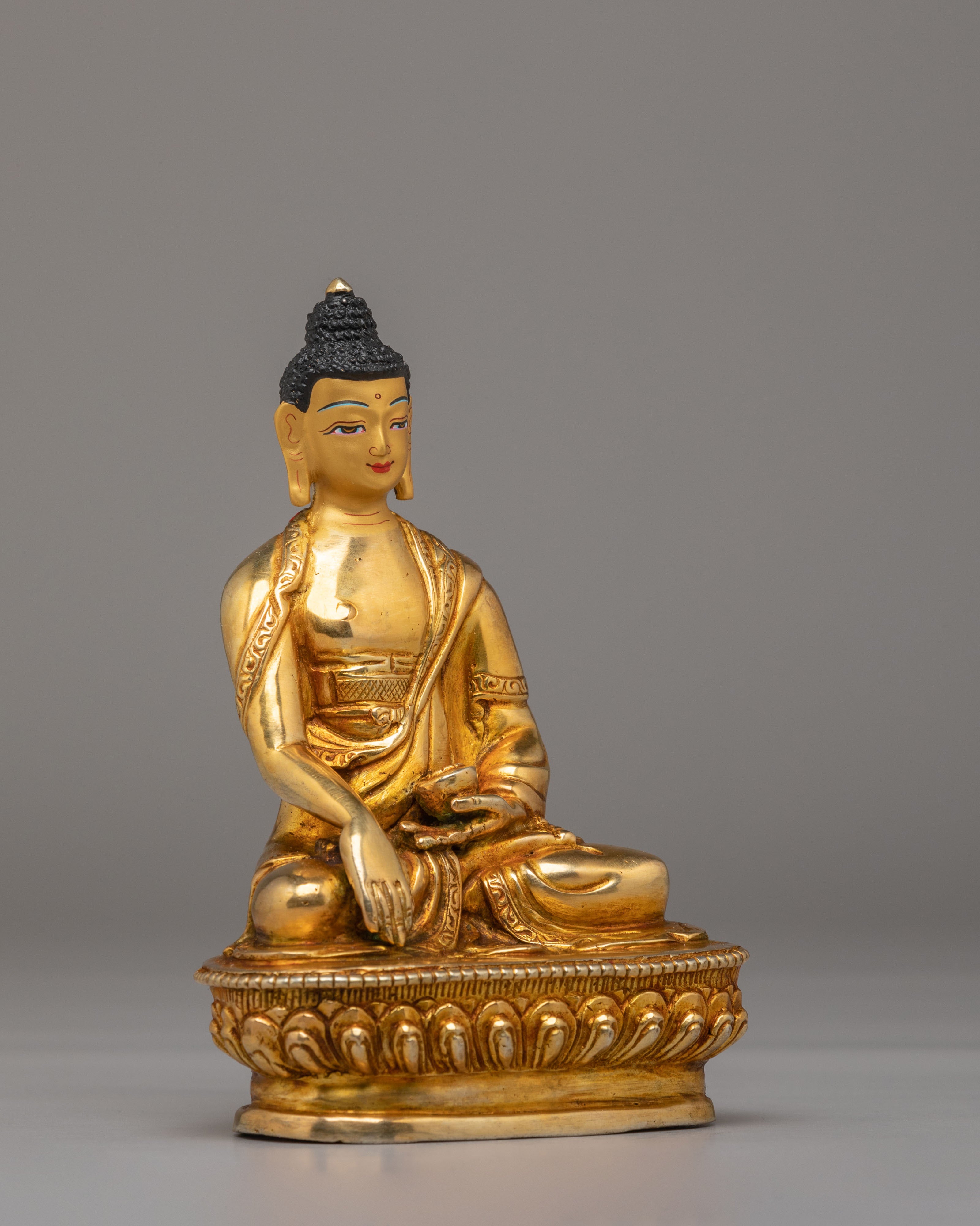 Scared Shakyamuni Buddha Sculpture | Gold Plated Meditation Altar Decor