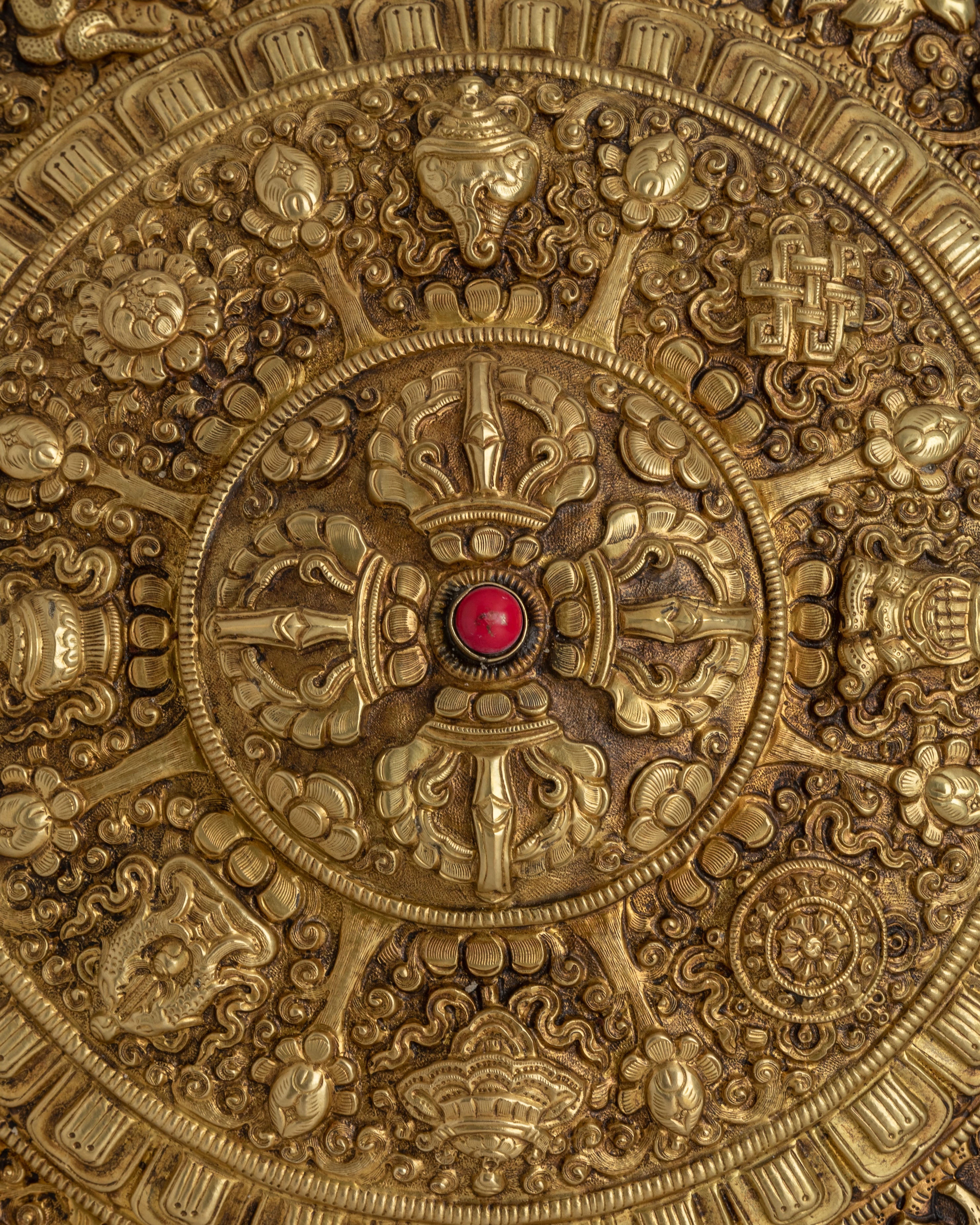 Asthamangala Mandala Wall Hanging | Copper Body with Electro Gold Plating