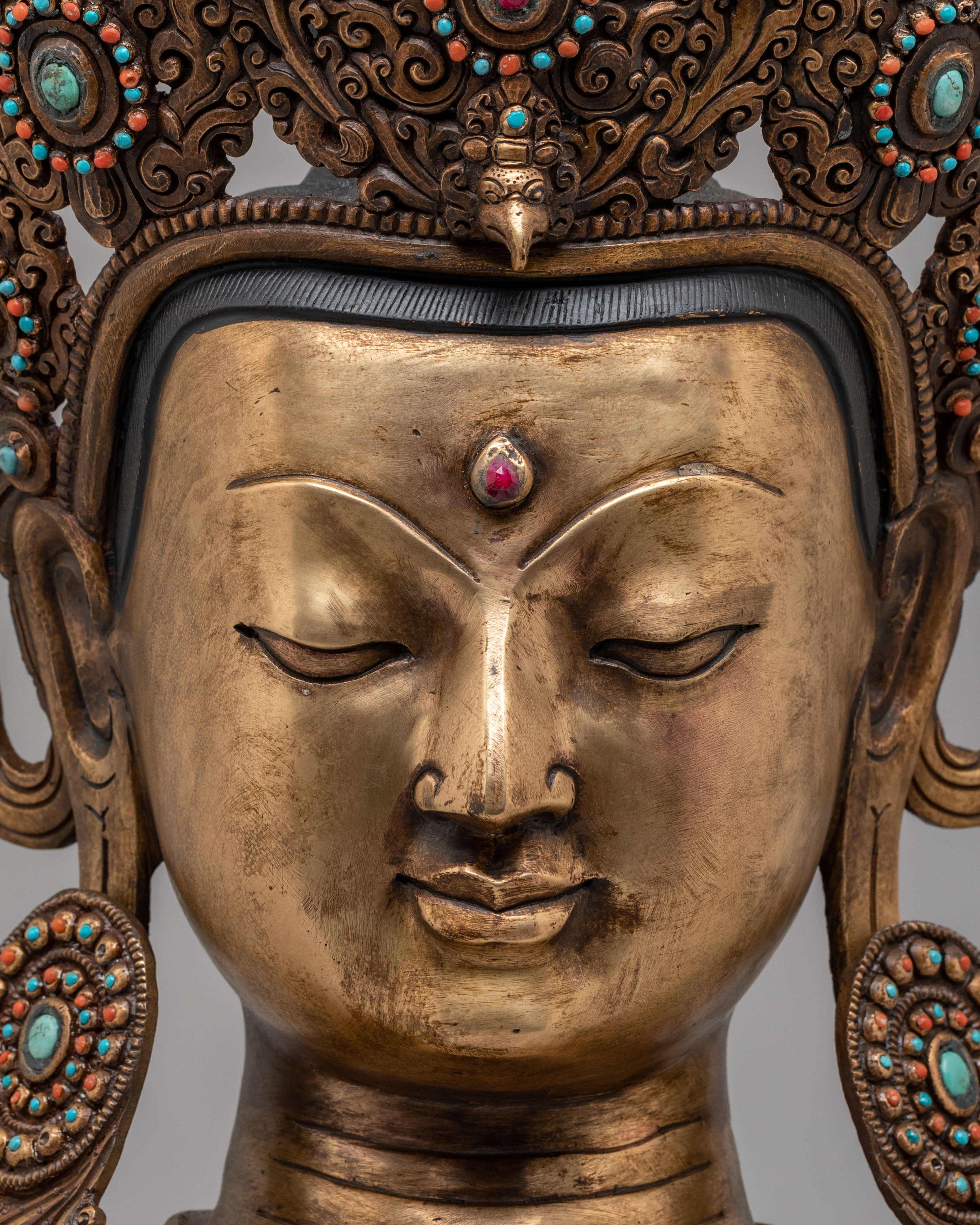 Zen Buddha Head Decor | Buddhist Meditation Sculpture
