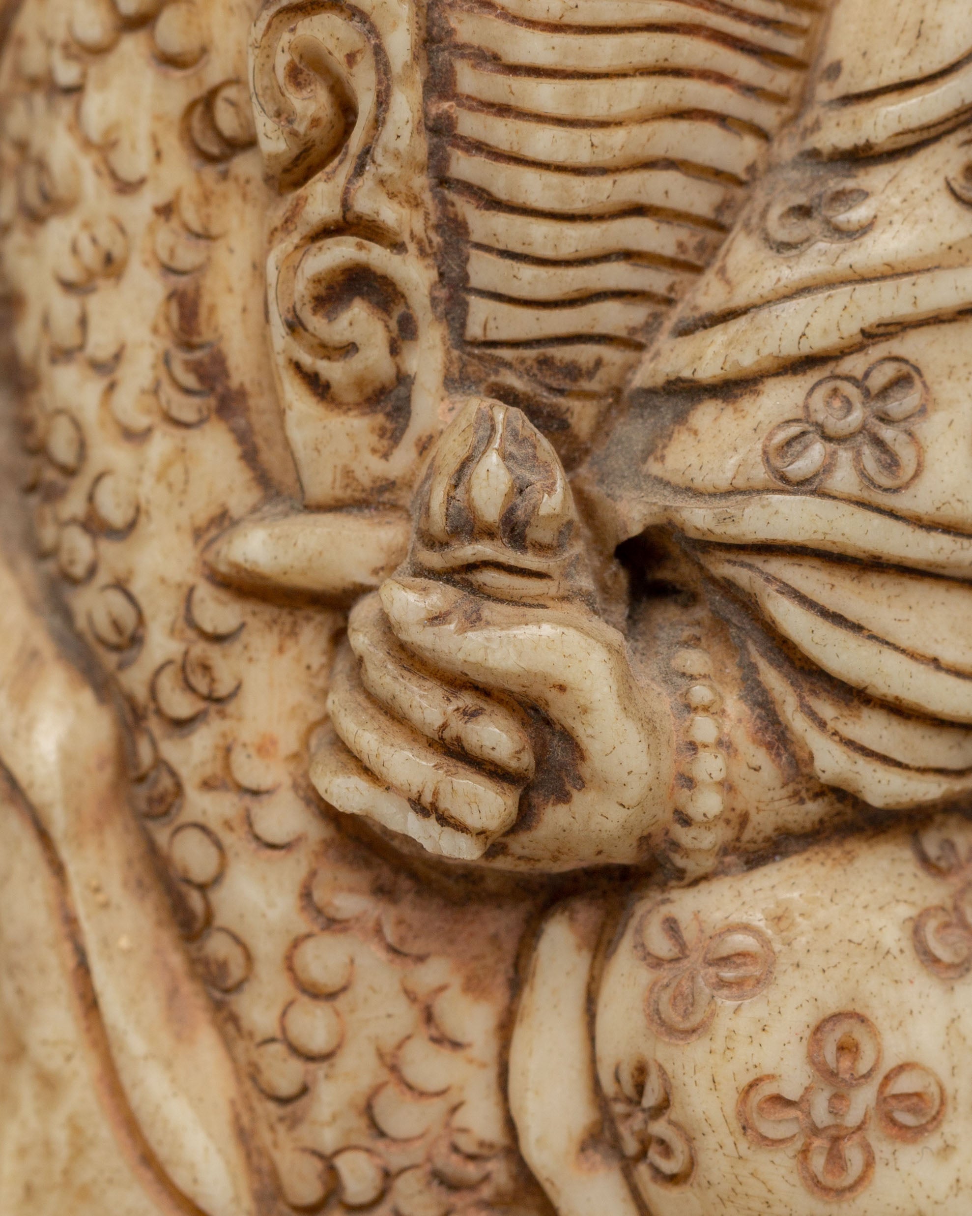 Traditional Guru Rinpoche Bone Sculpture | Spiritual Decor