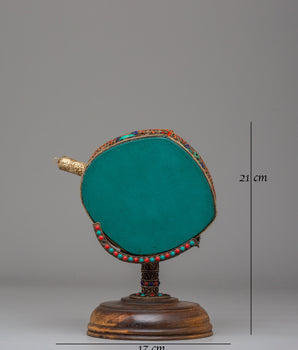 Buddhist Damaru with Stand | Handcrafted Ritual Drum for Meditation