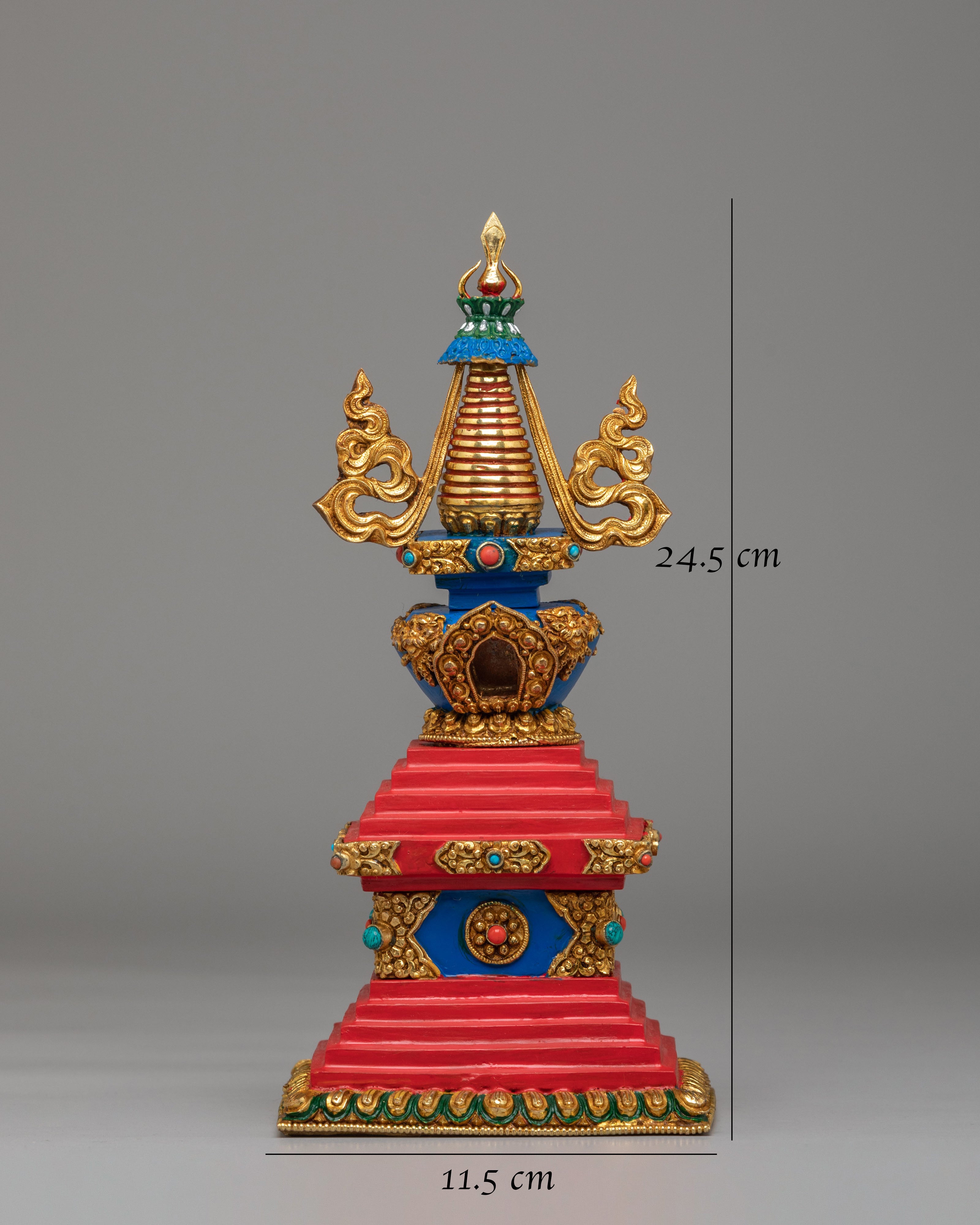Handcrafted Himalayan Enlightenment Stupa | Sacred Symbol of Wisdom and Awakening