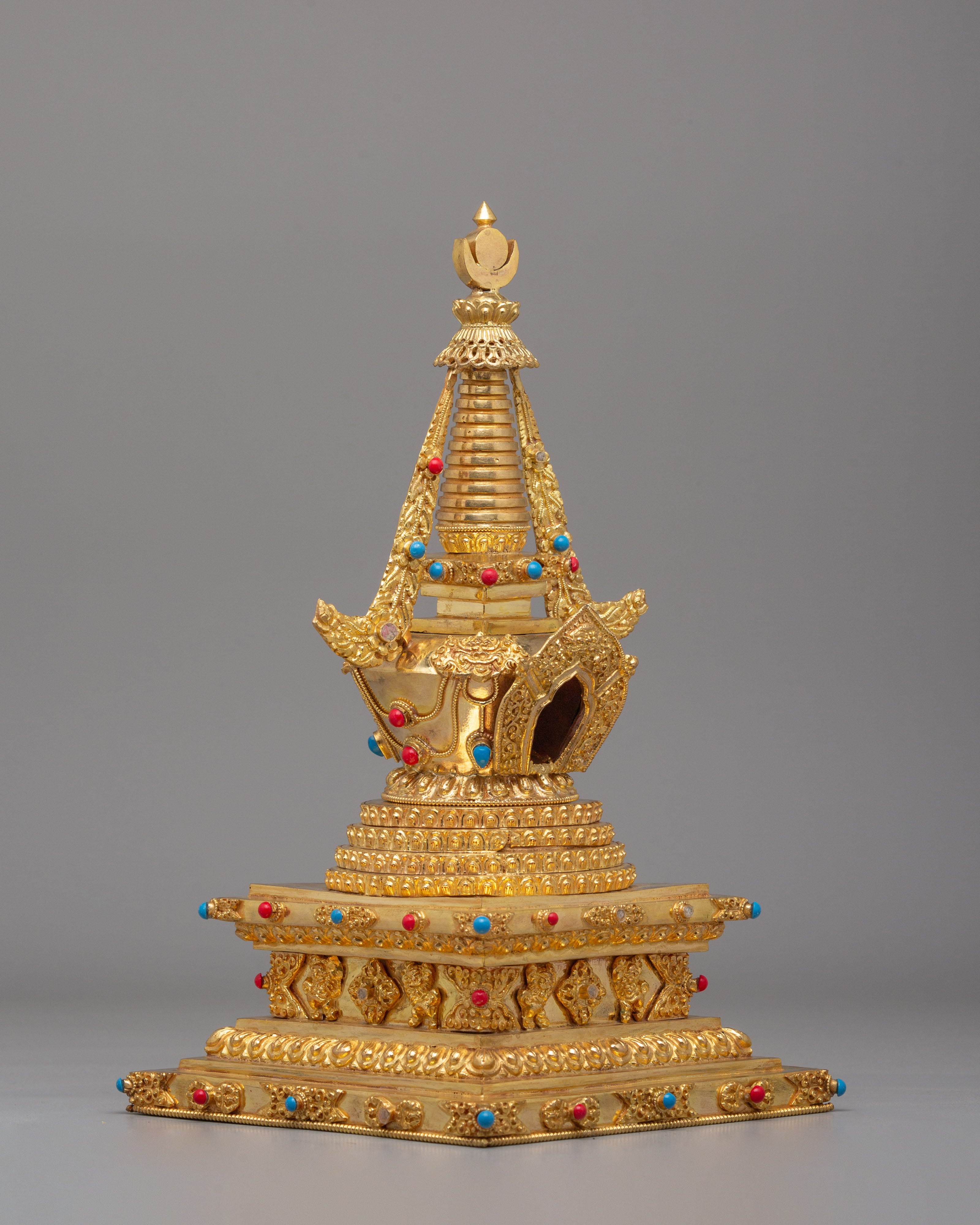 Gold Plated Altar Namgyalma Stupa | Handcrafted Tibetan Buddhist Stupa