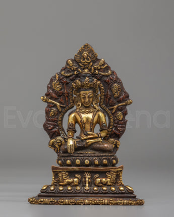 Crown Shakyamuni Buddha on Throne Statue 