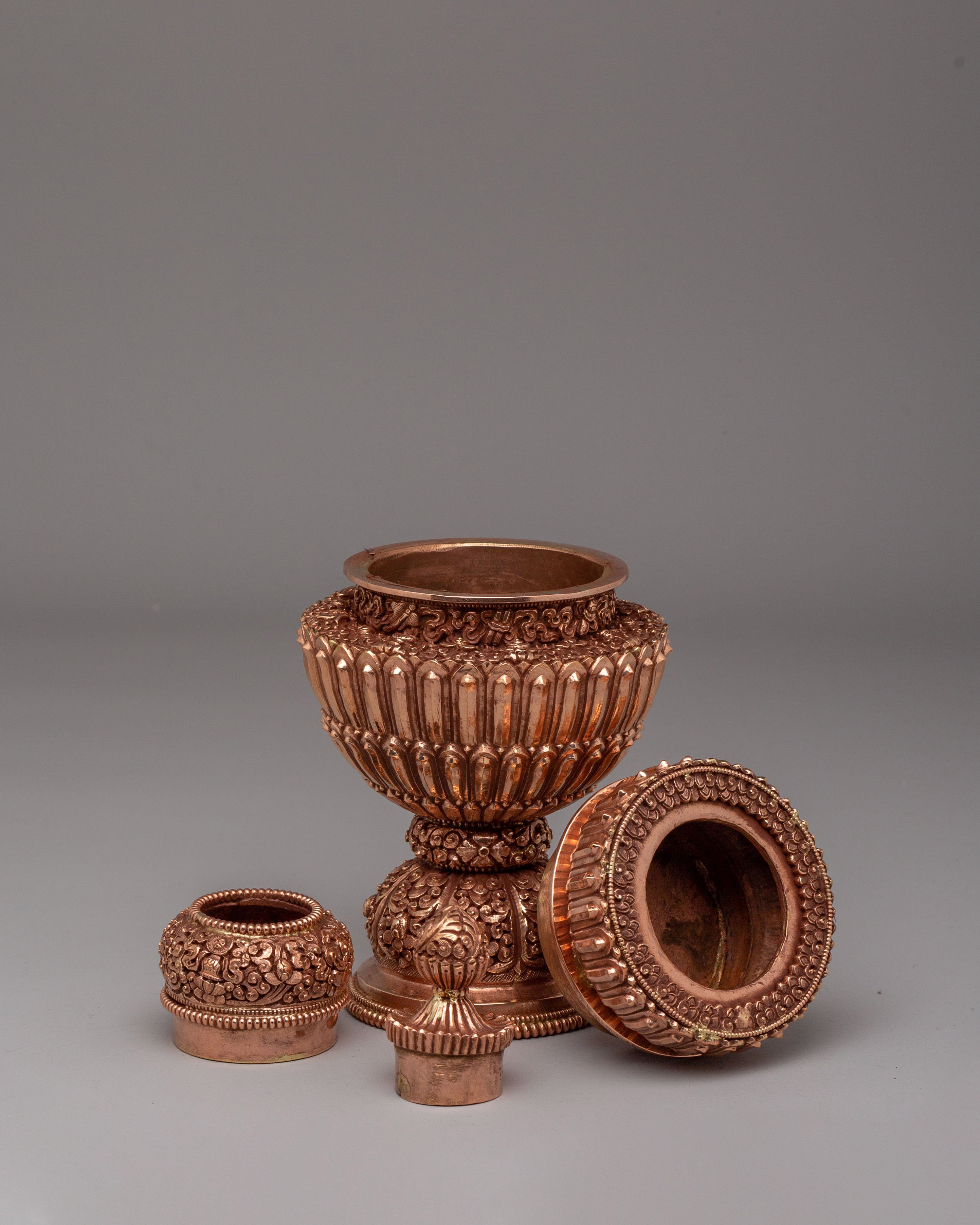 Himalayan Ritual Rice Pot | Buddhist Ceremonial Offering Vessel