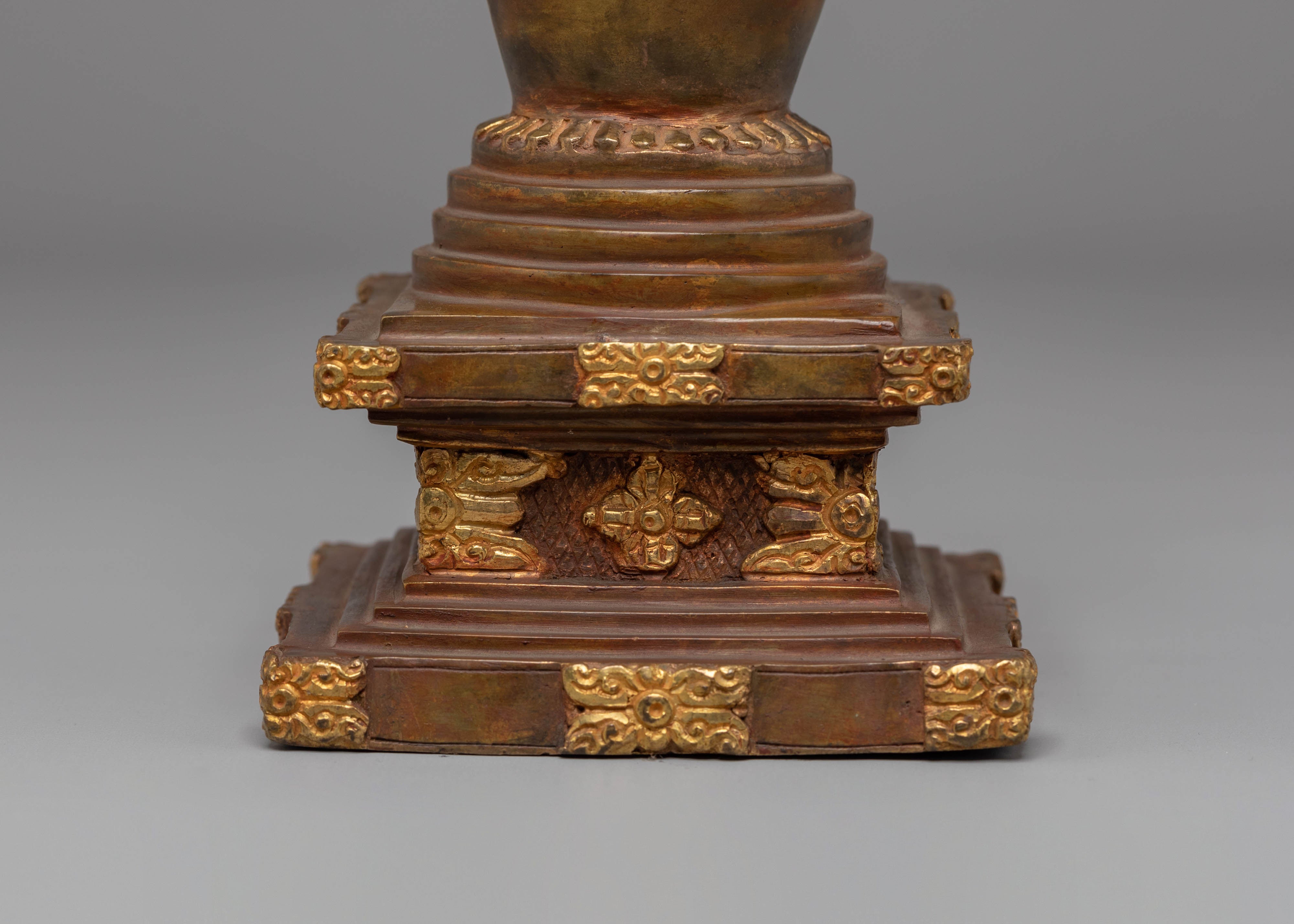 Sacred Copper Stupa Altar Shrine | Spiritual Enlightenment Symbol