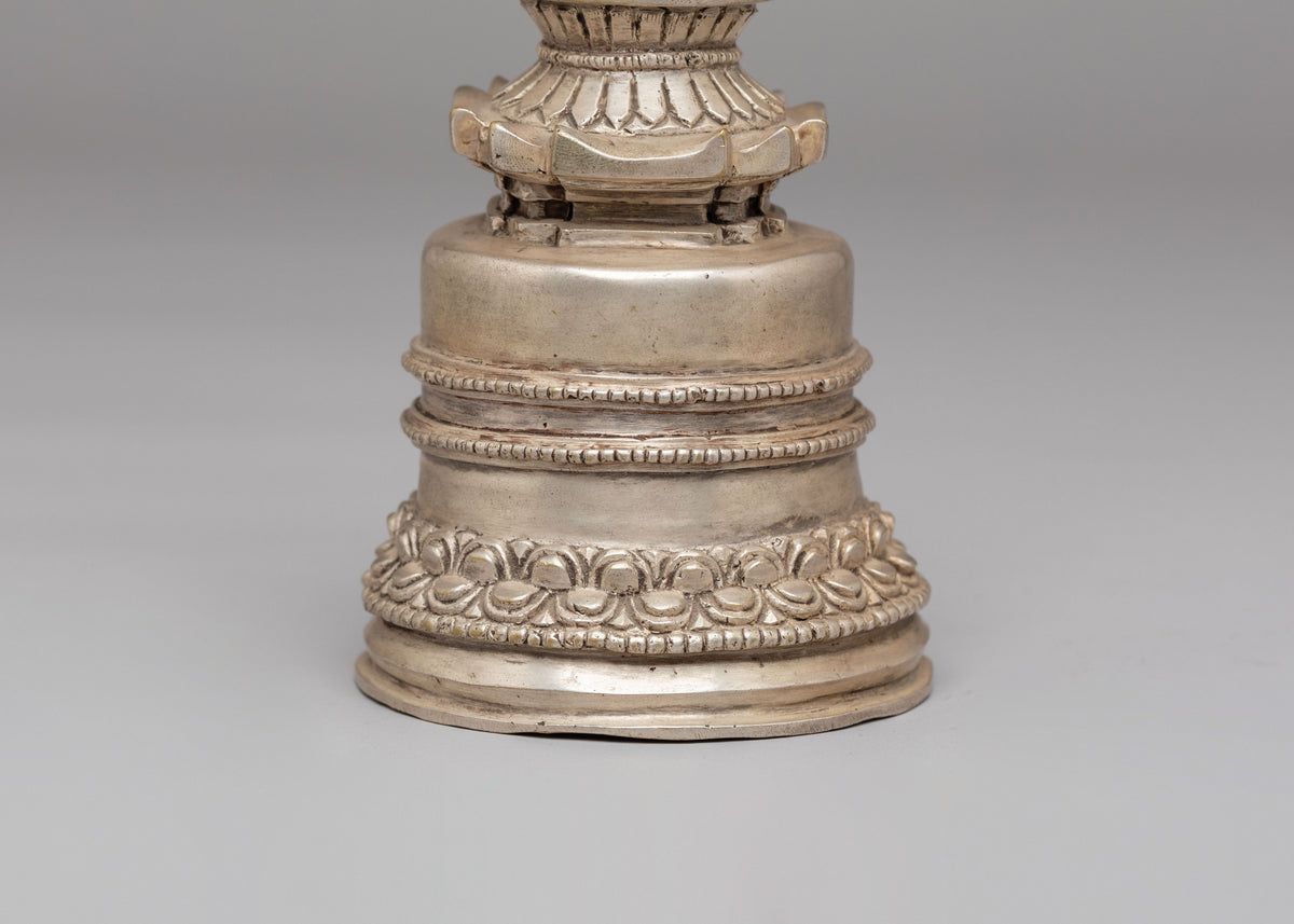 Silver Kadampa Stupa | Traditional Tibetan Stupa for Spiritual Blessings