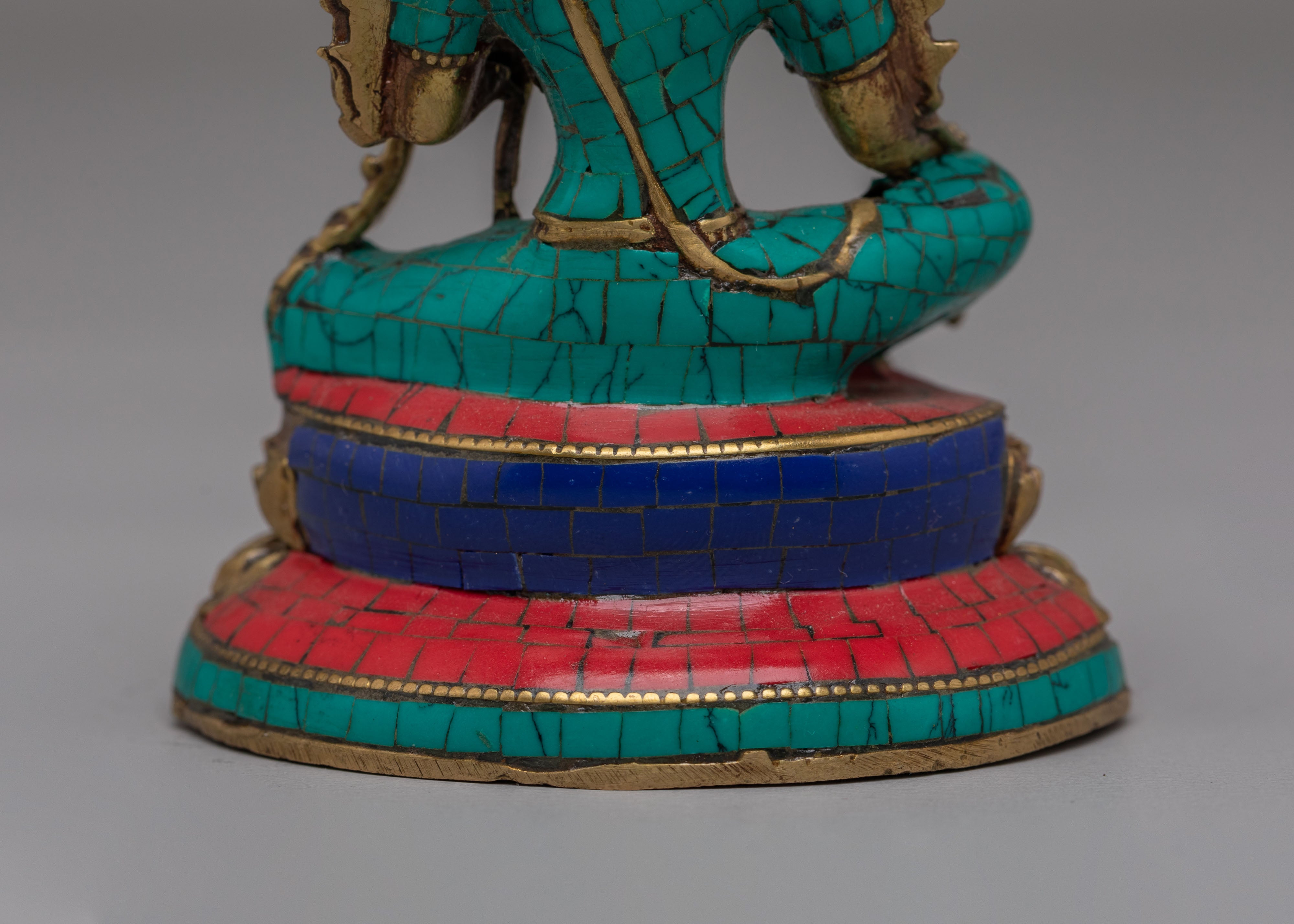 Handcrafted Green Tara Deity Statue | Tibetan Goddess Figurine for Meditation & Spiritual Decor