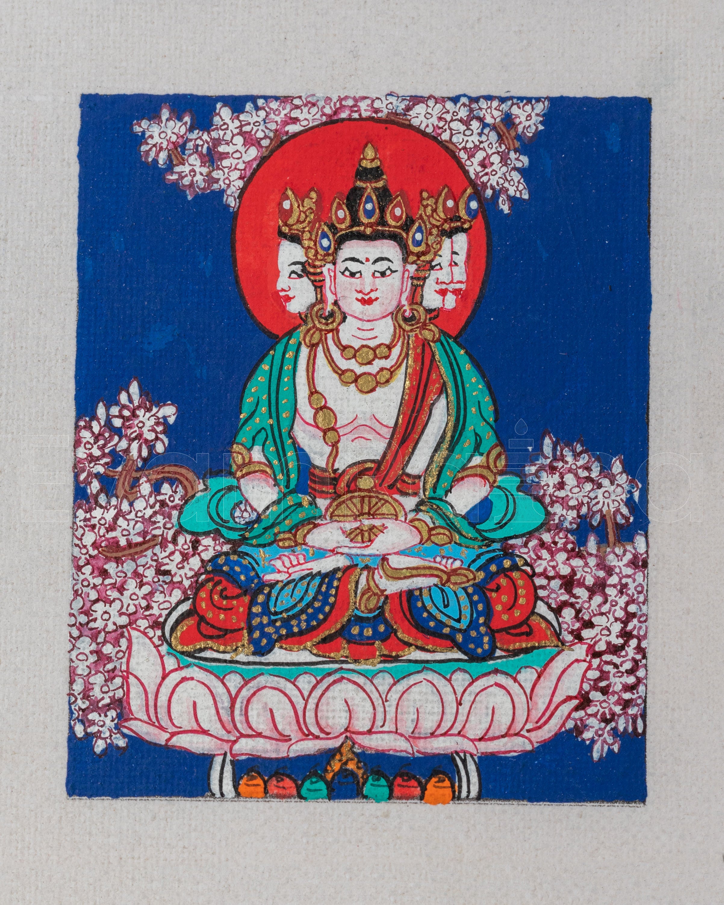 Vairocana Handmade Thangka For Locket | Perfect Spiritual Protection Amulet