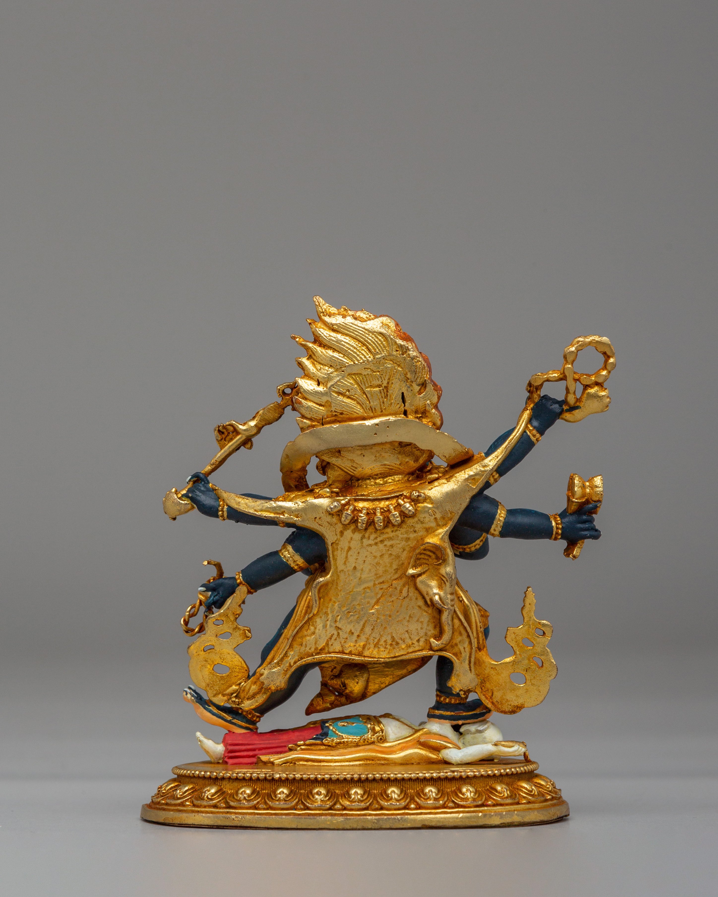 Sacred Six-Armed Mahakala Statue | Traditional Tibetan Buddhist Artwork