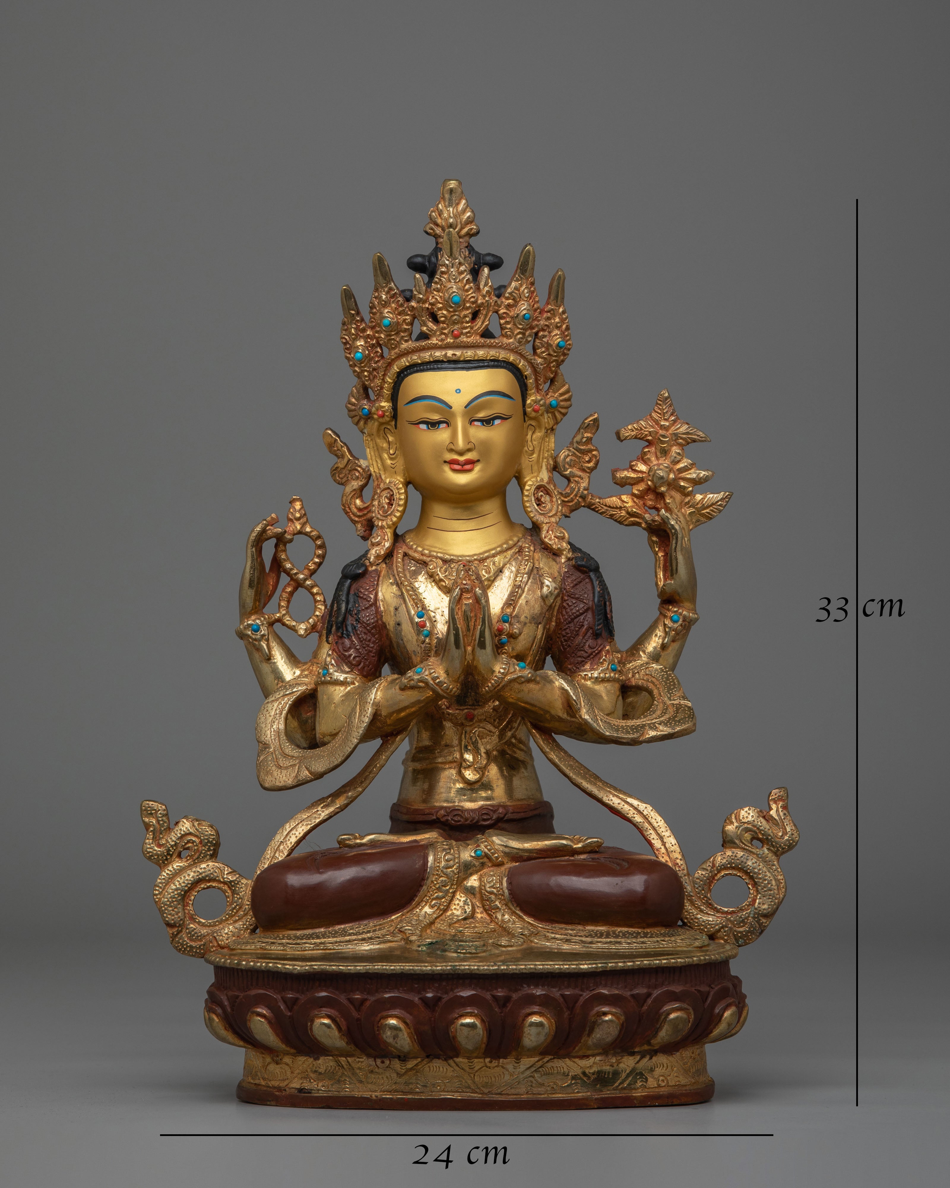 Ceremonial Chenrezig Shrine Statue | Tibetan Buddhist Altar Decor