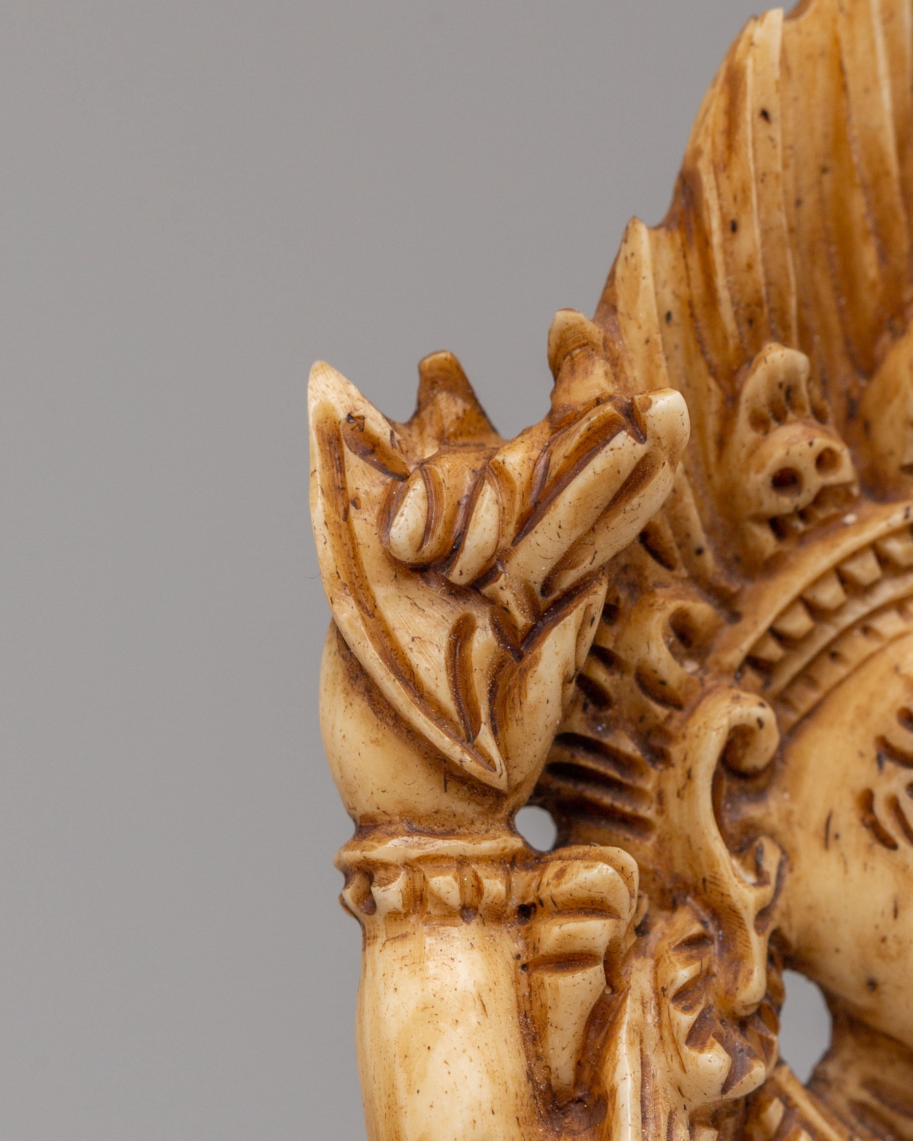 Dorje Phagmo Bone Sculpture | Yak Bone Vajrayana Deity Decor