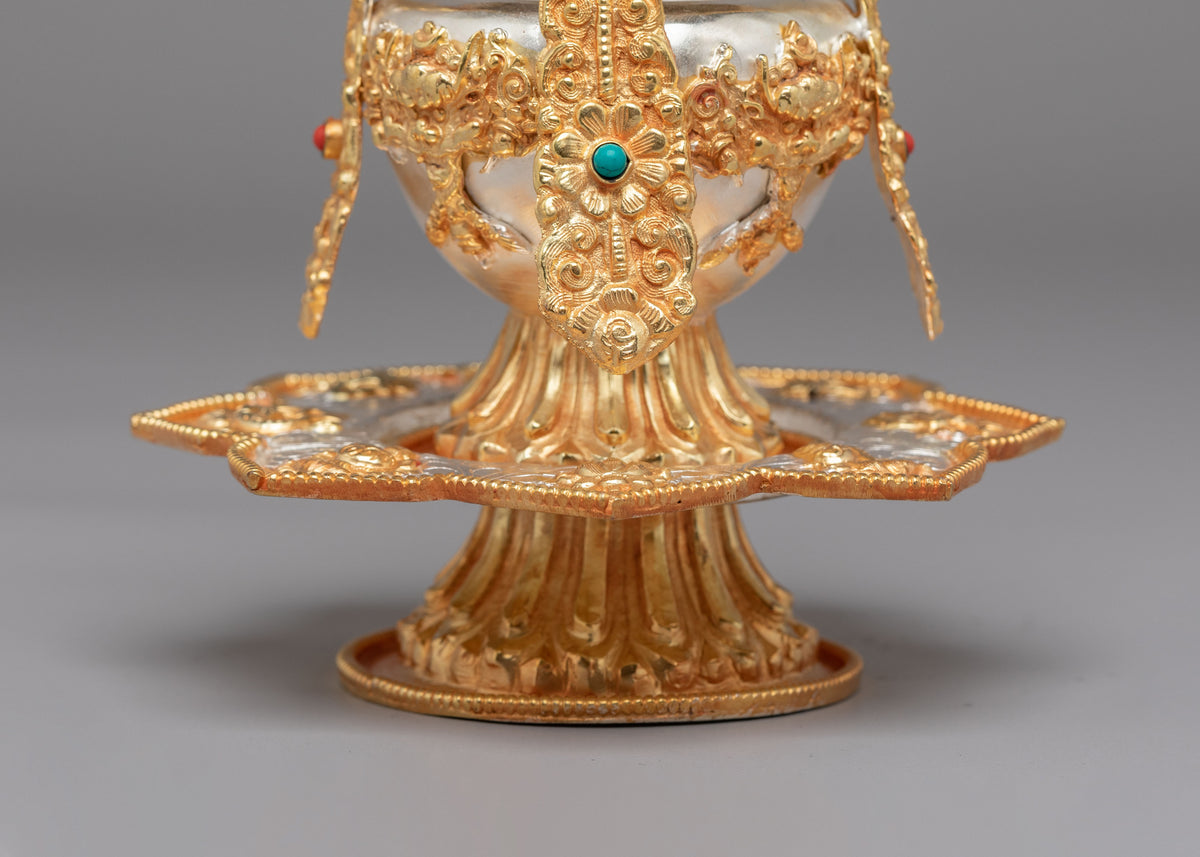 Traditional Tibetan Longlife Vessel | Gold Plated Copper Altar Vase