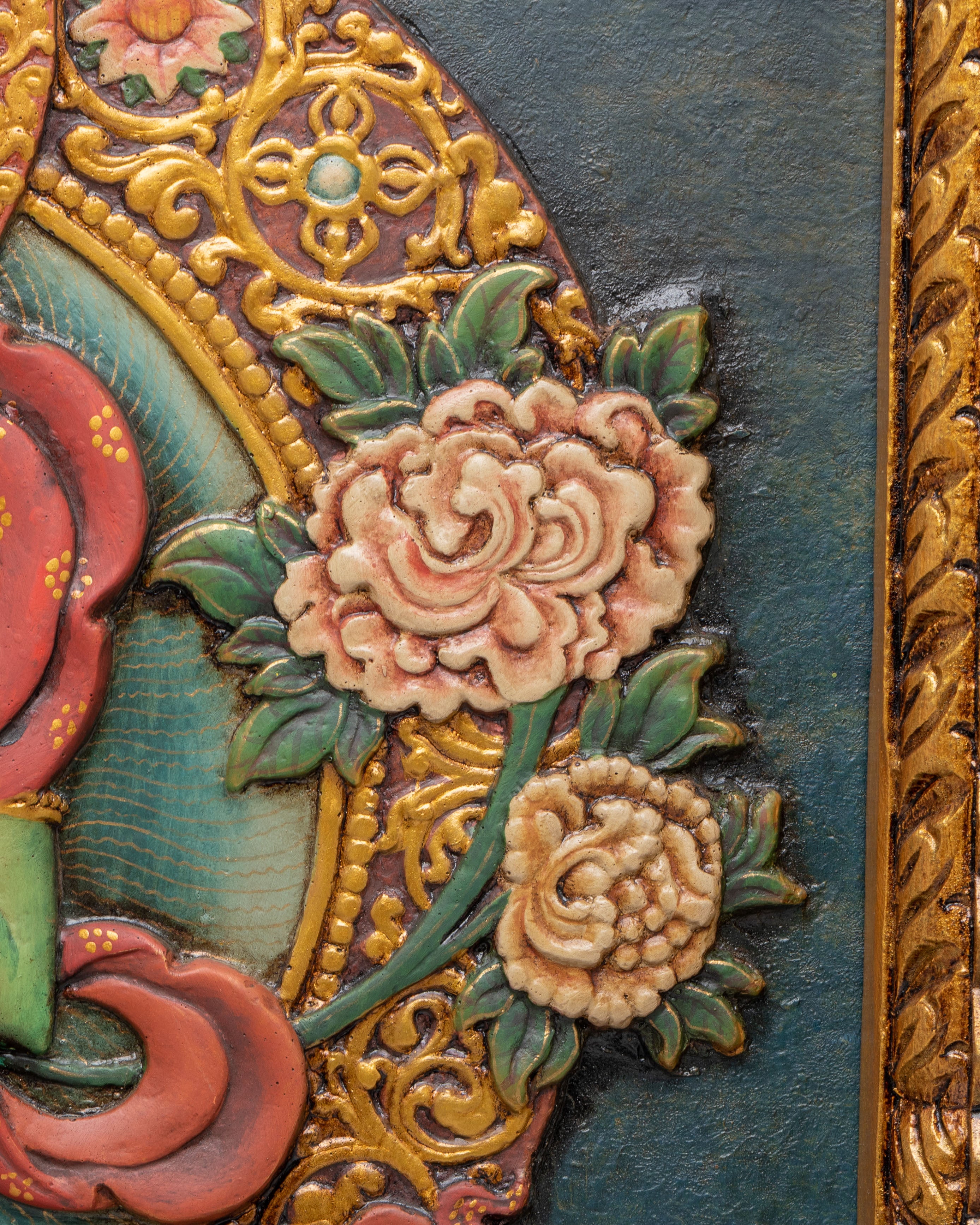 Traditional Green Tara Wall Hanging | Handcrafted Wooden Art