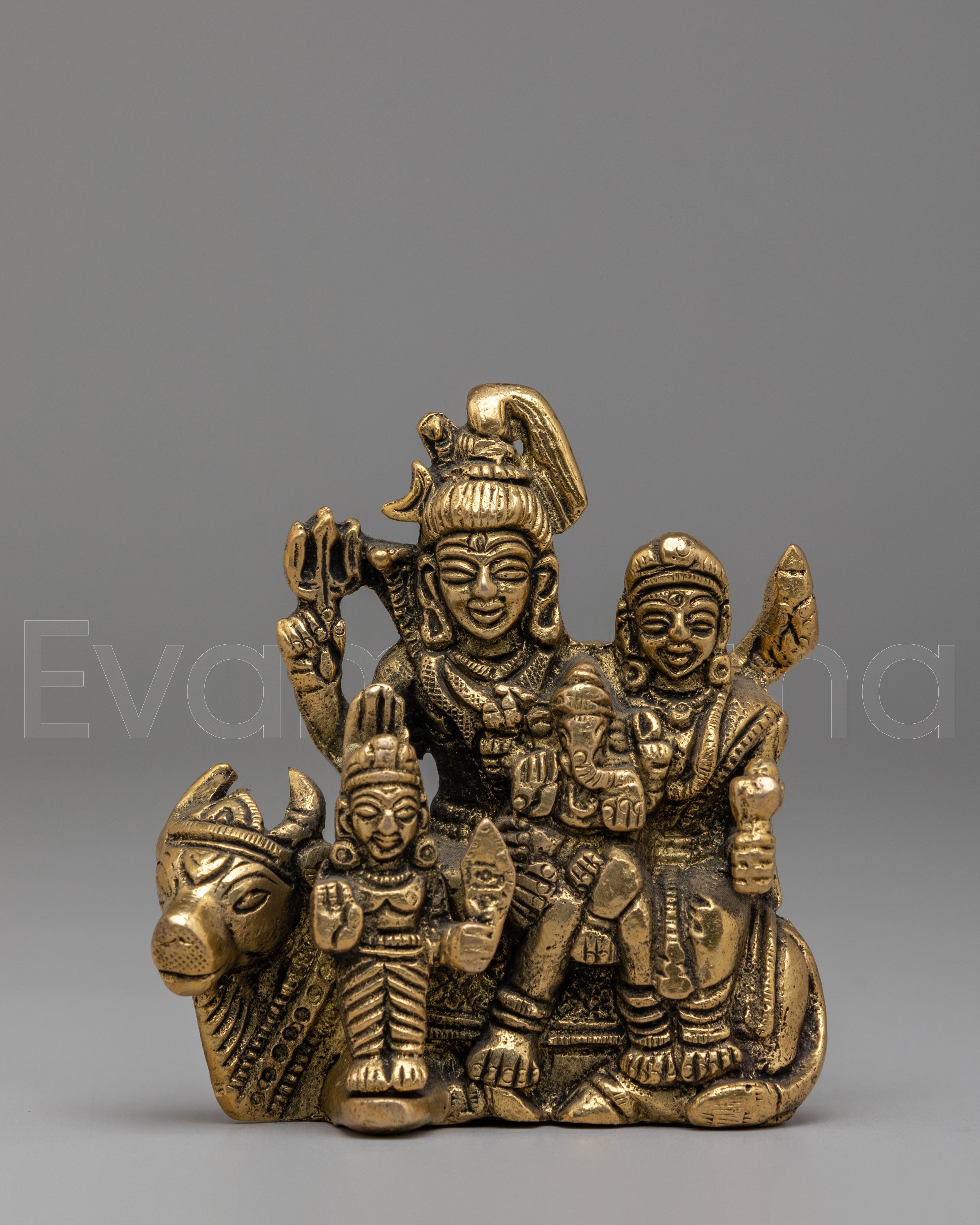 Sacred Shiva Family Statue | Divine Hindu Deity Sculpture