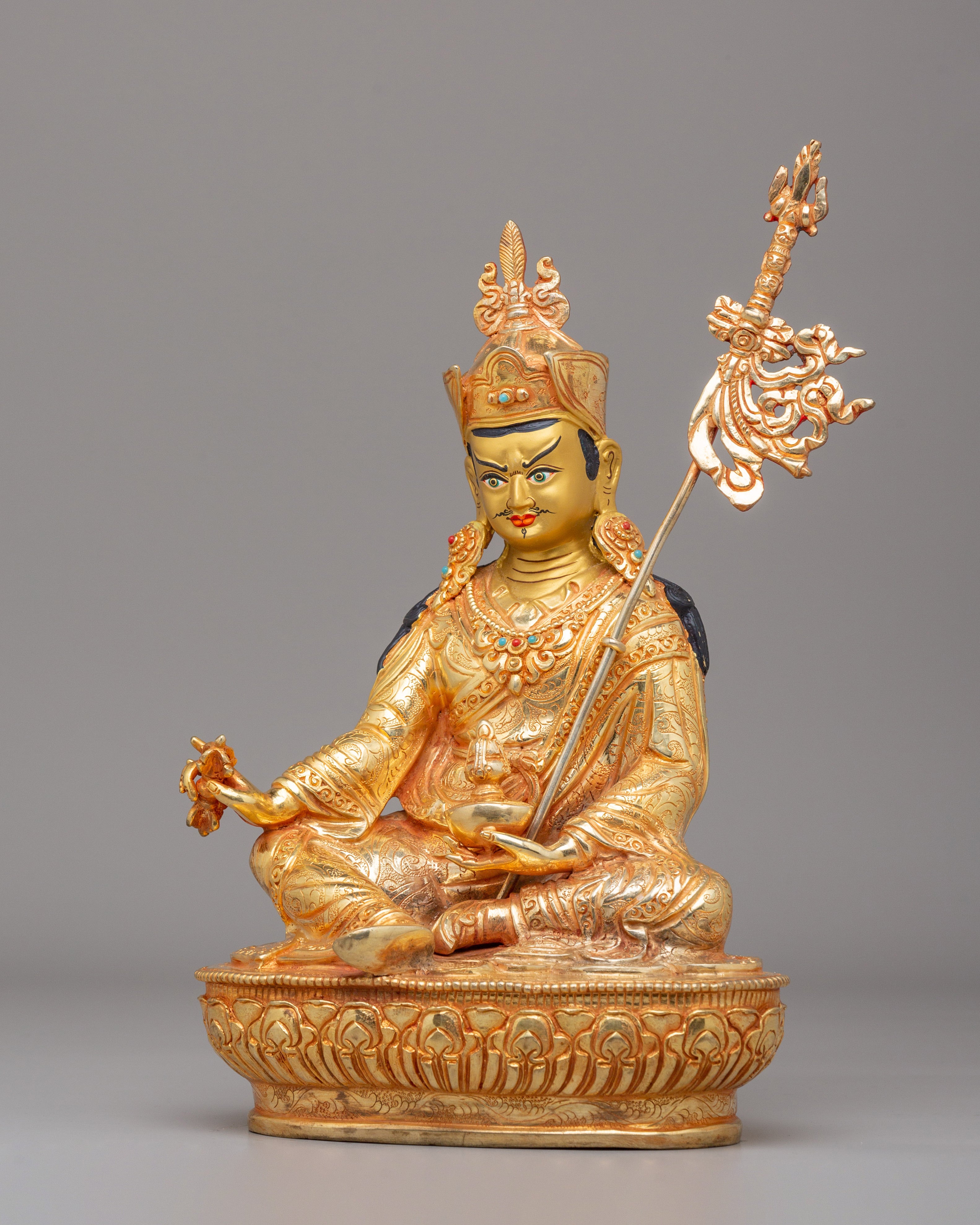 Golden Guru Rinpoche Statue | Traditional Artwork