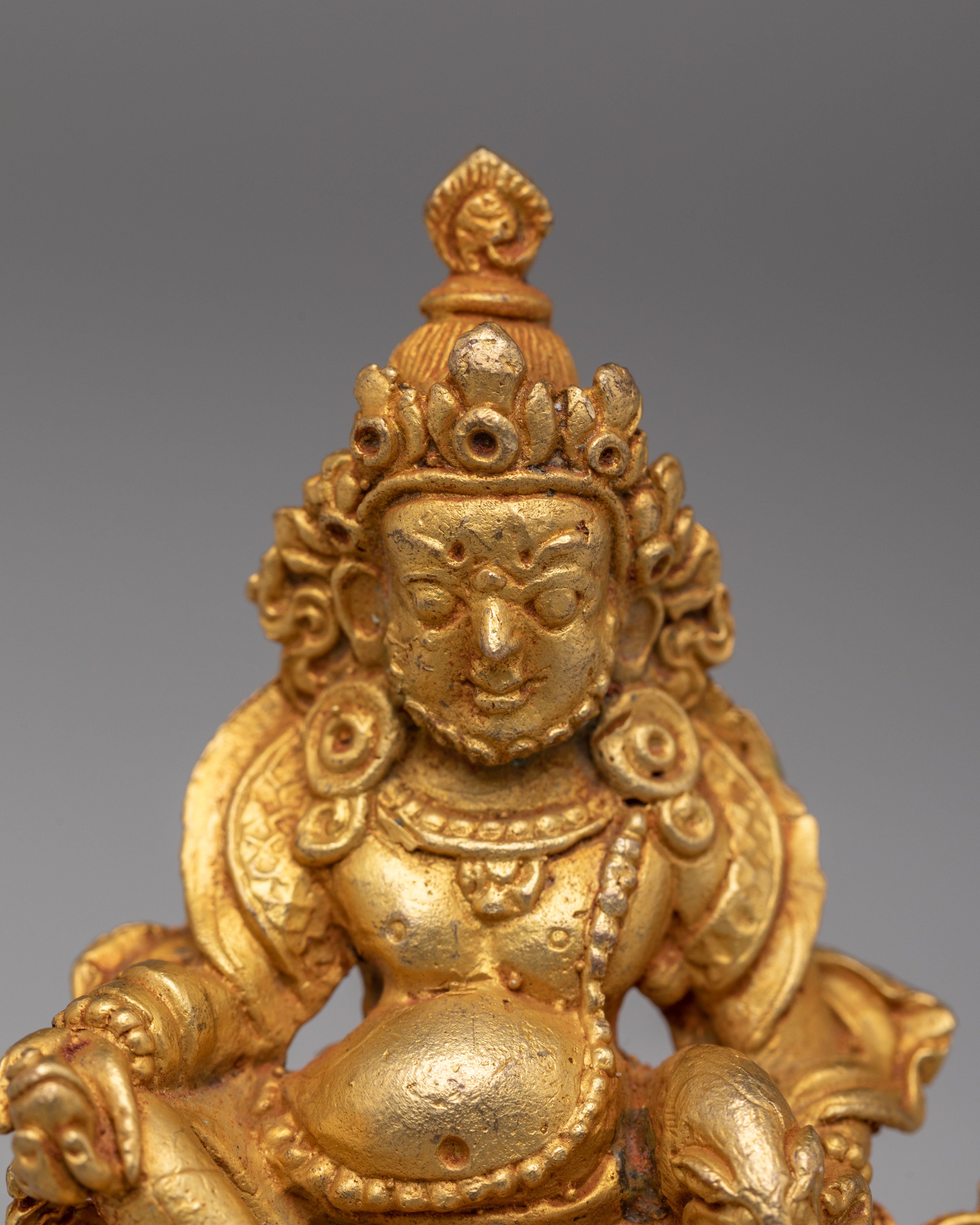 Sacred Altar Dzambhala Deity statue | Gold Plated Buddhist Altar Decor