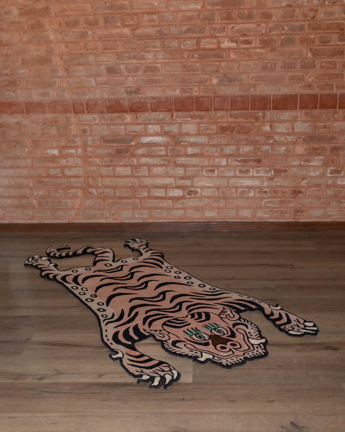 Decorative Handwoven Tiger Rug | Tibetan & New Zealand Wool with Viscose Accents